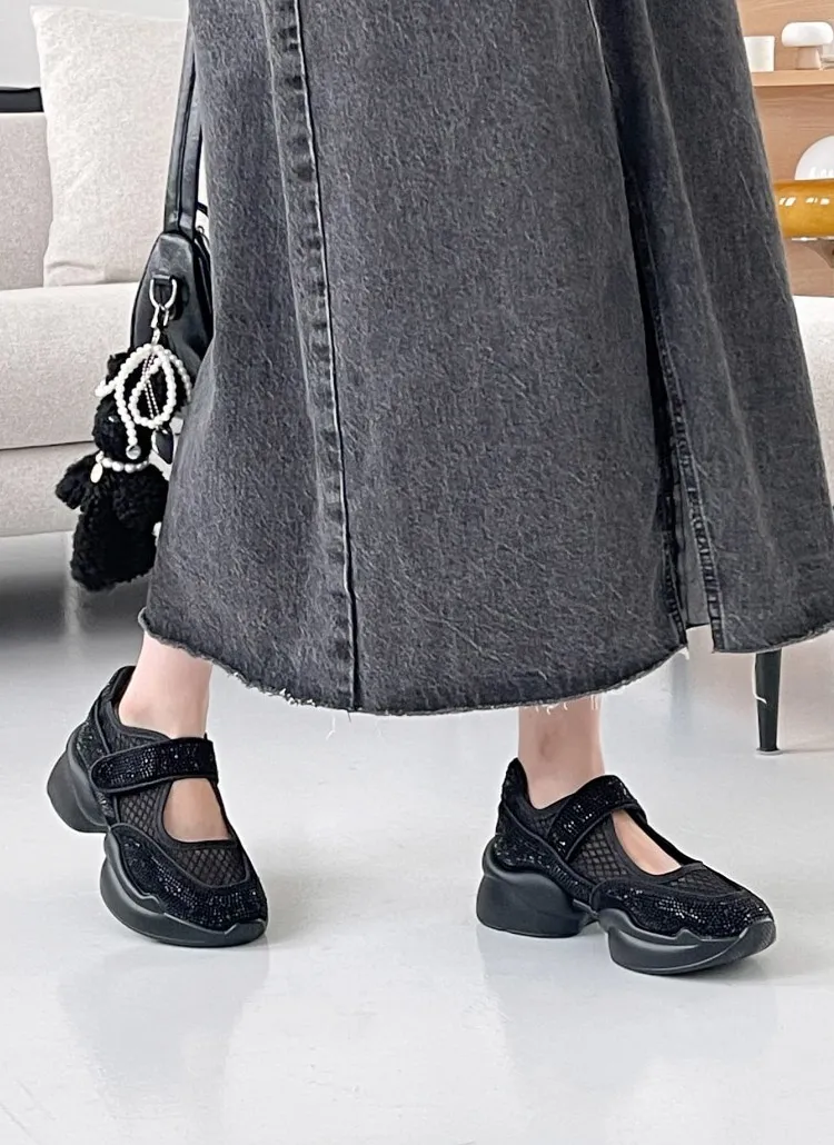 ラメメッシュ配色面ファスナースニーカー | whosbag | 詳細画像1