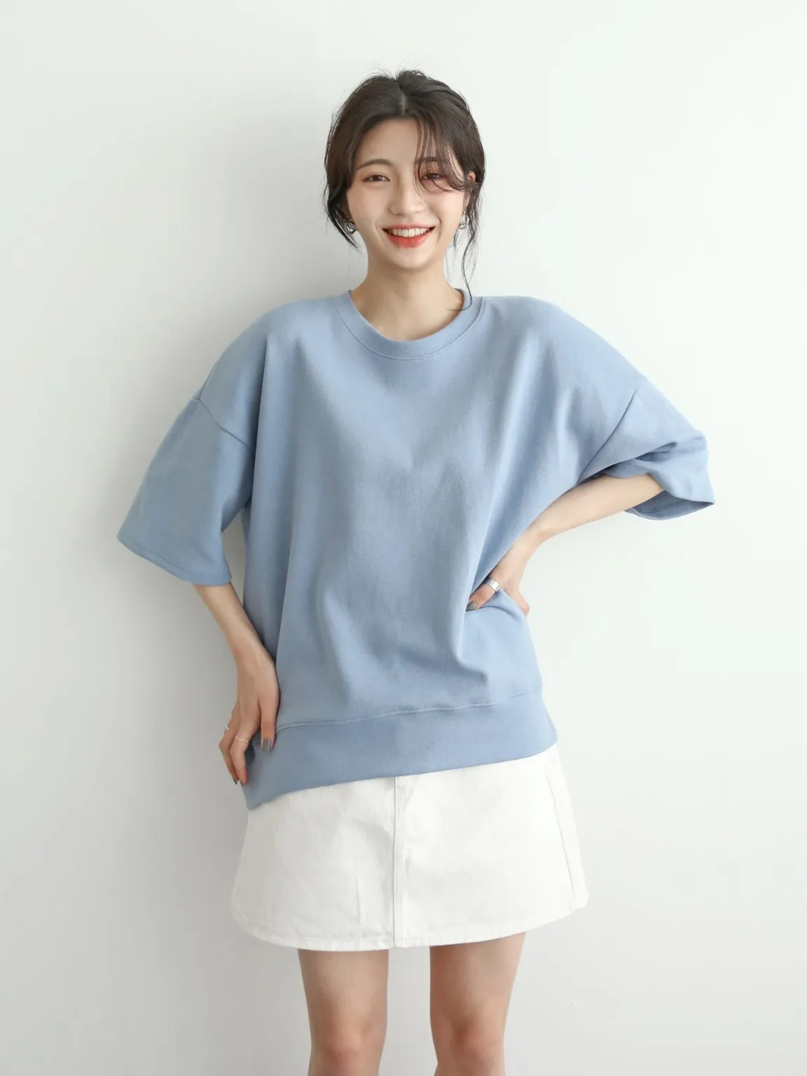 ドロップショルダールーズ6分袖スウェット | 詳細画像1