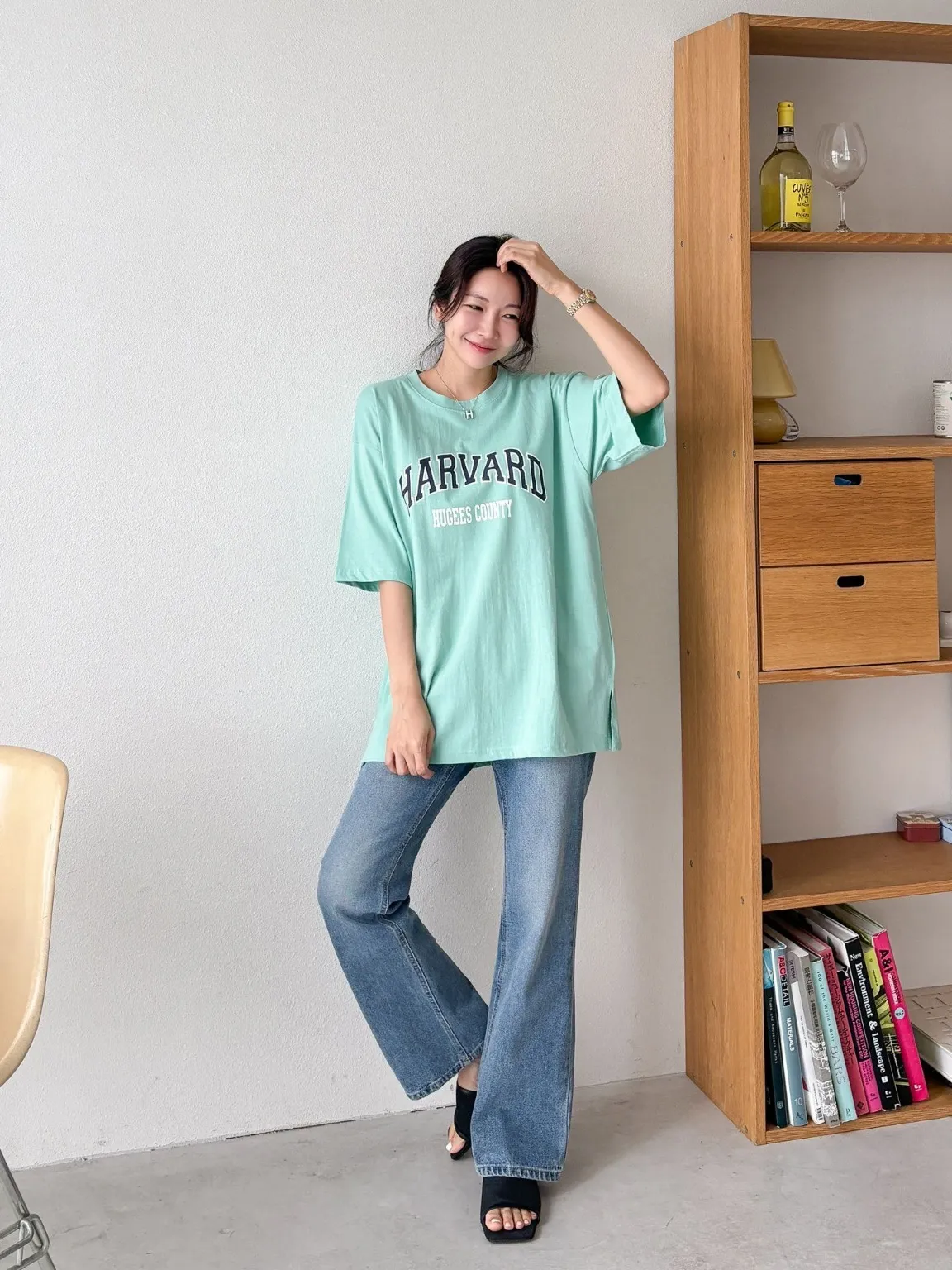 カレッジロゴスリットロング半袖Tシャツ | 詳細画像1