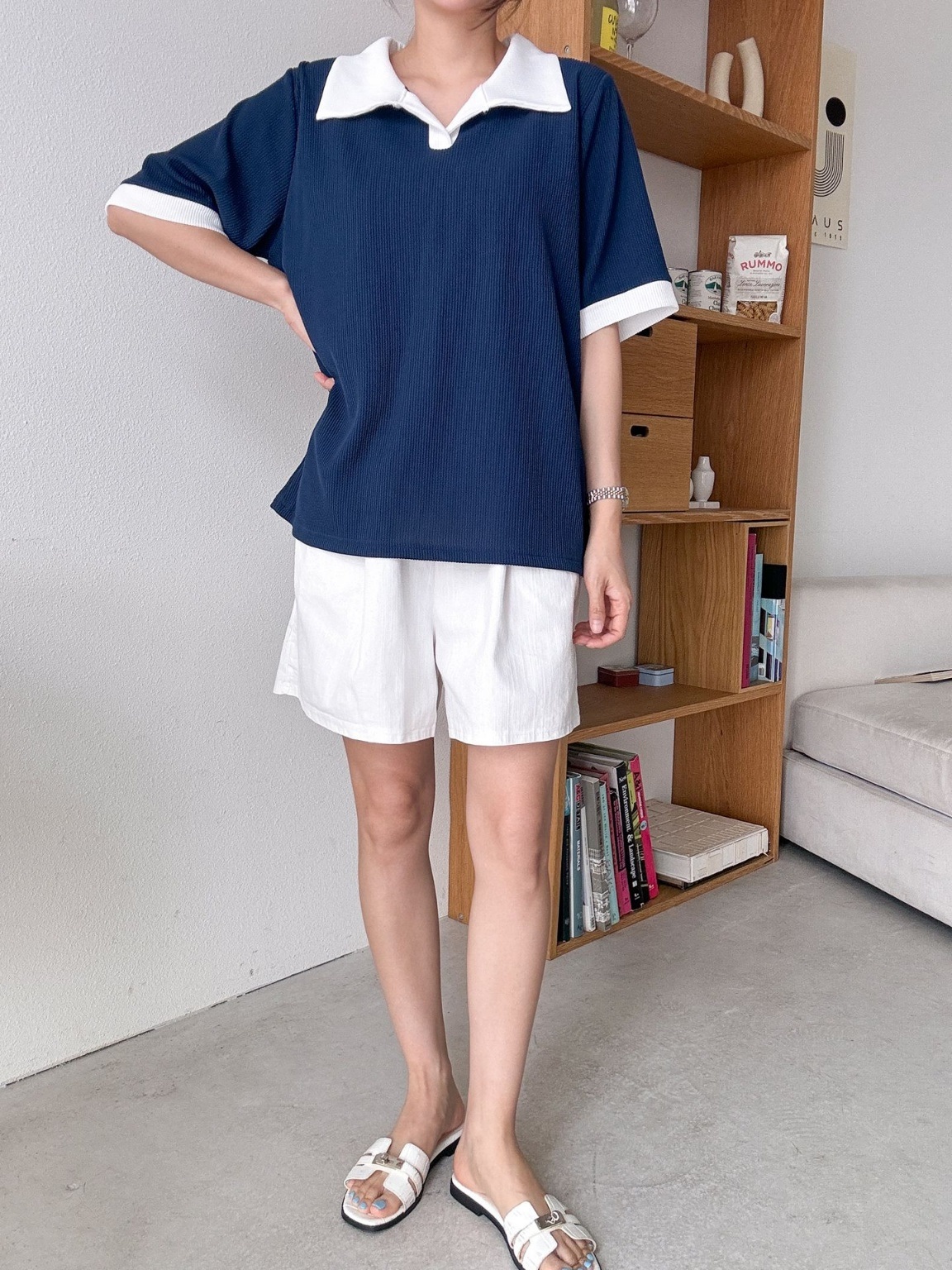 配色ヘムスキッパールーズ半袖Tシャツ | 詳細画像3