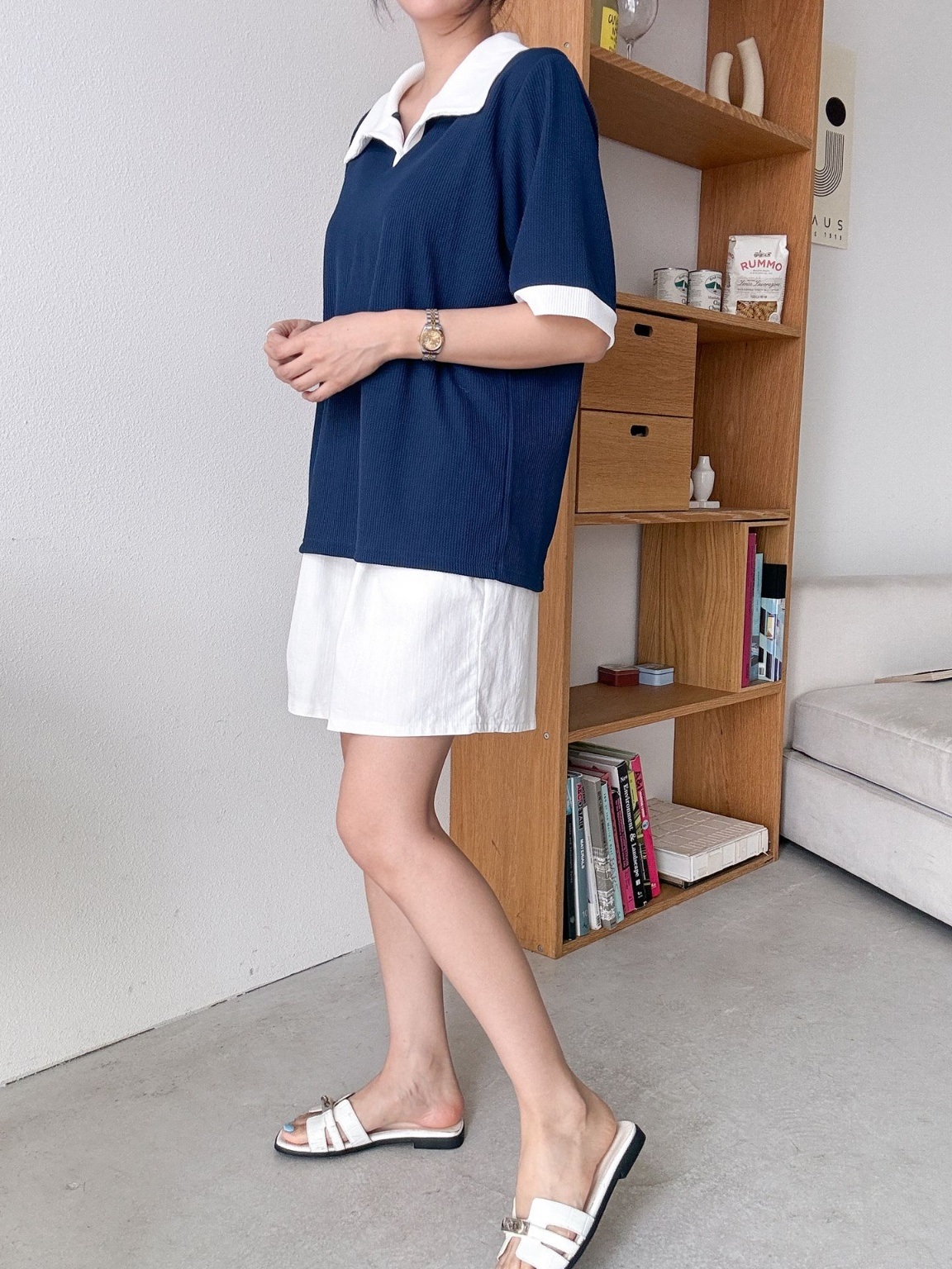 配色ヘムスキッパールーズ半袖Tシャツ | 詳細画像5