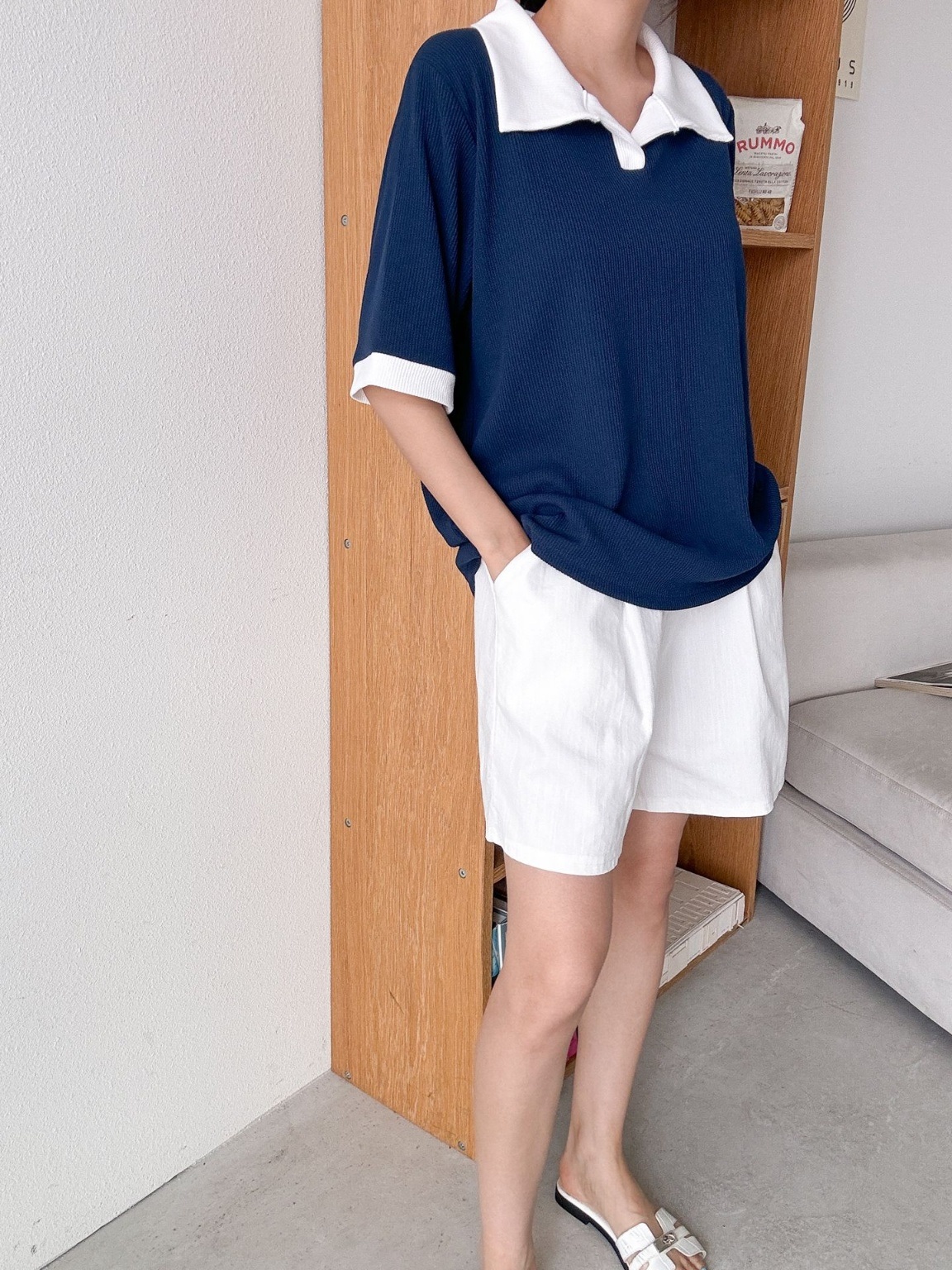 配色ヘムスキッパールーズ半袖Tシャツ | 詳細画像8