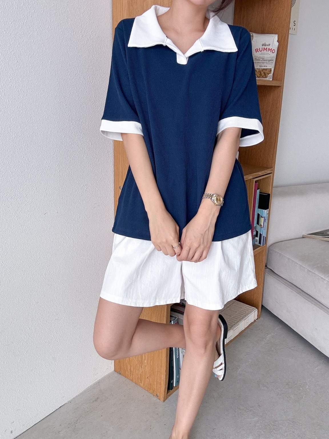 配色ヘムスキッパールーズ半袖Tシャツ | 詳細画像10
