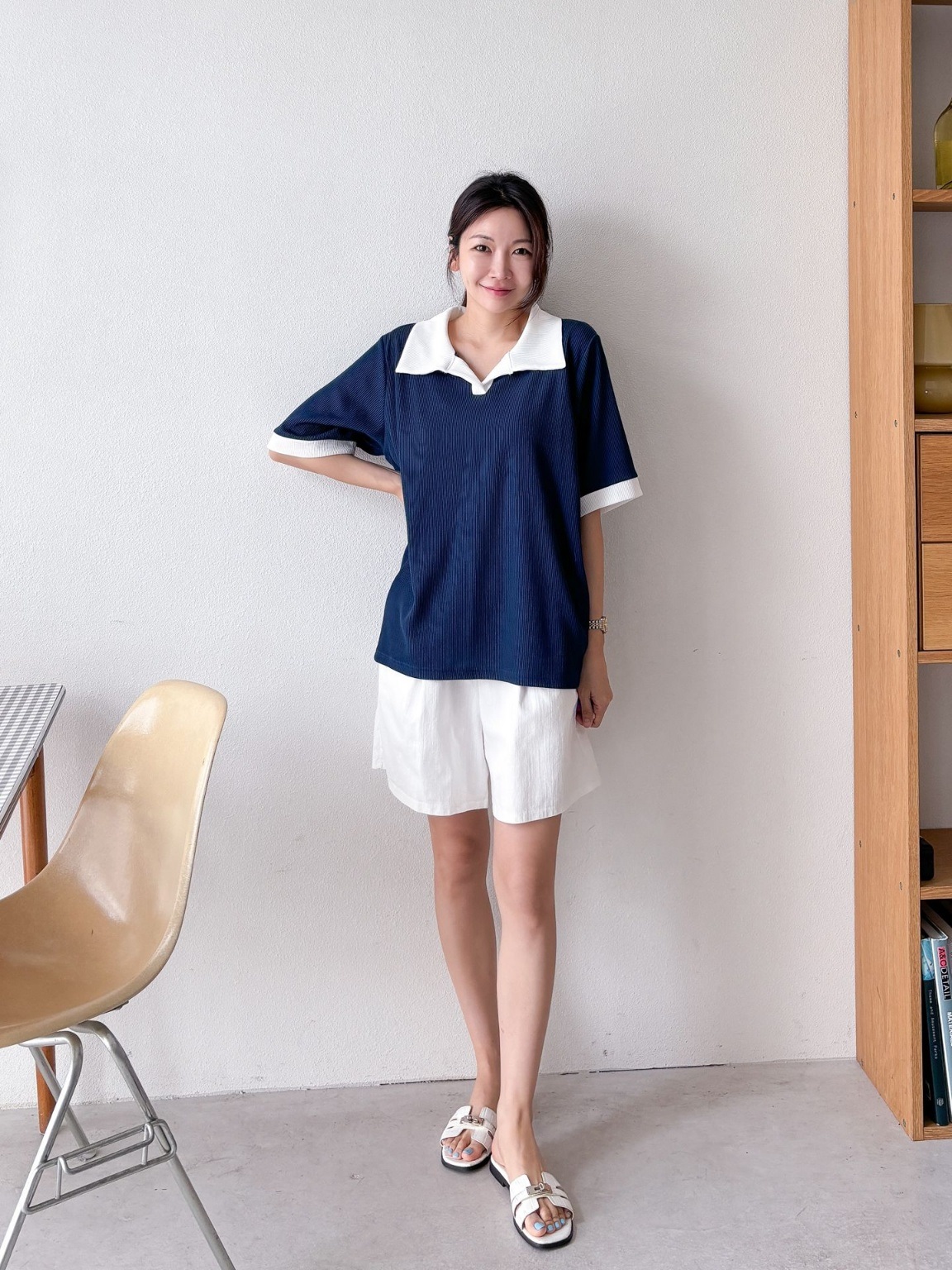 配色ヘムスキッパールーズ半袖Tシャツ | 詳細画像14