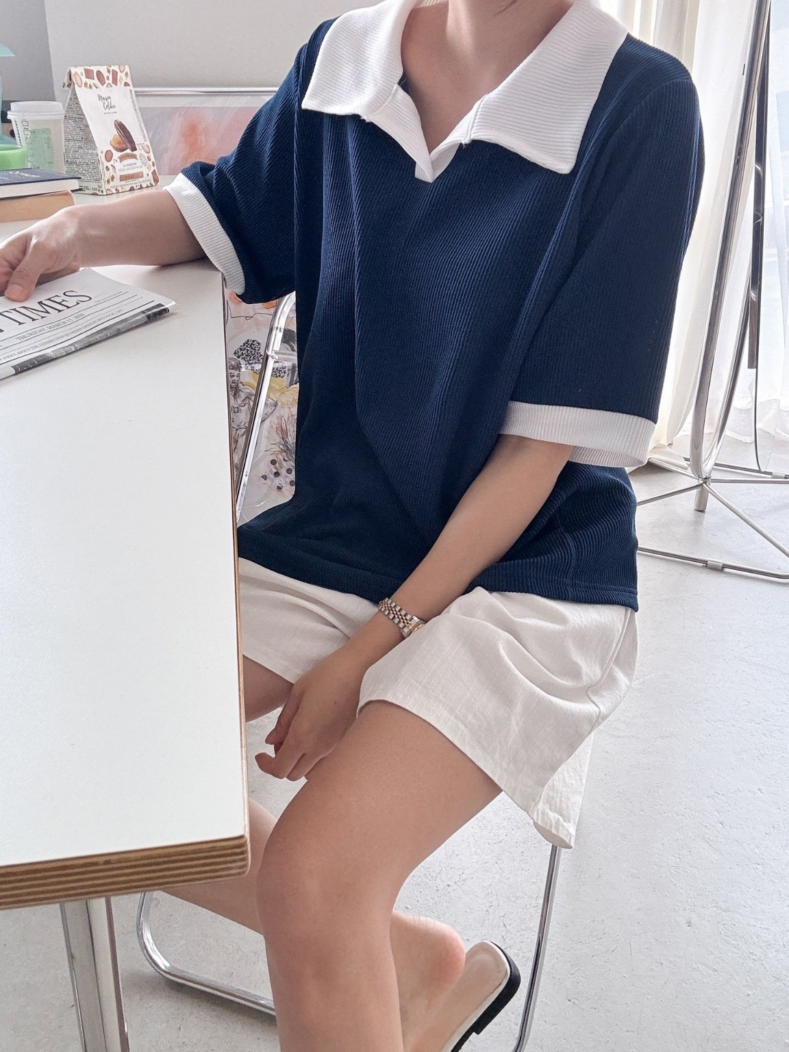 配色ヘムスキッパールーズ半袖Tシャツ | 詳細画像15