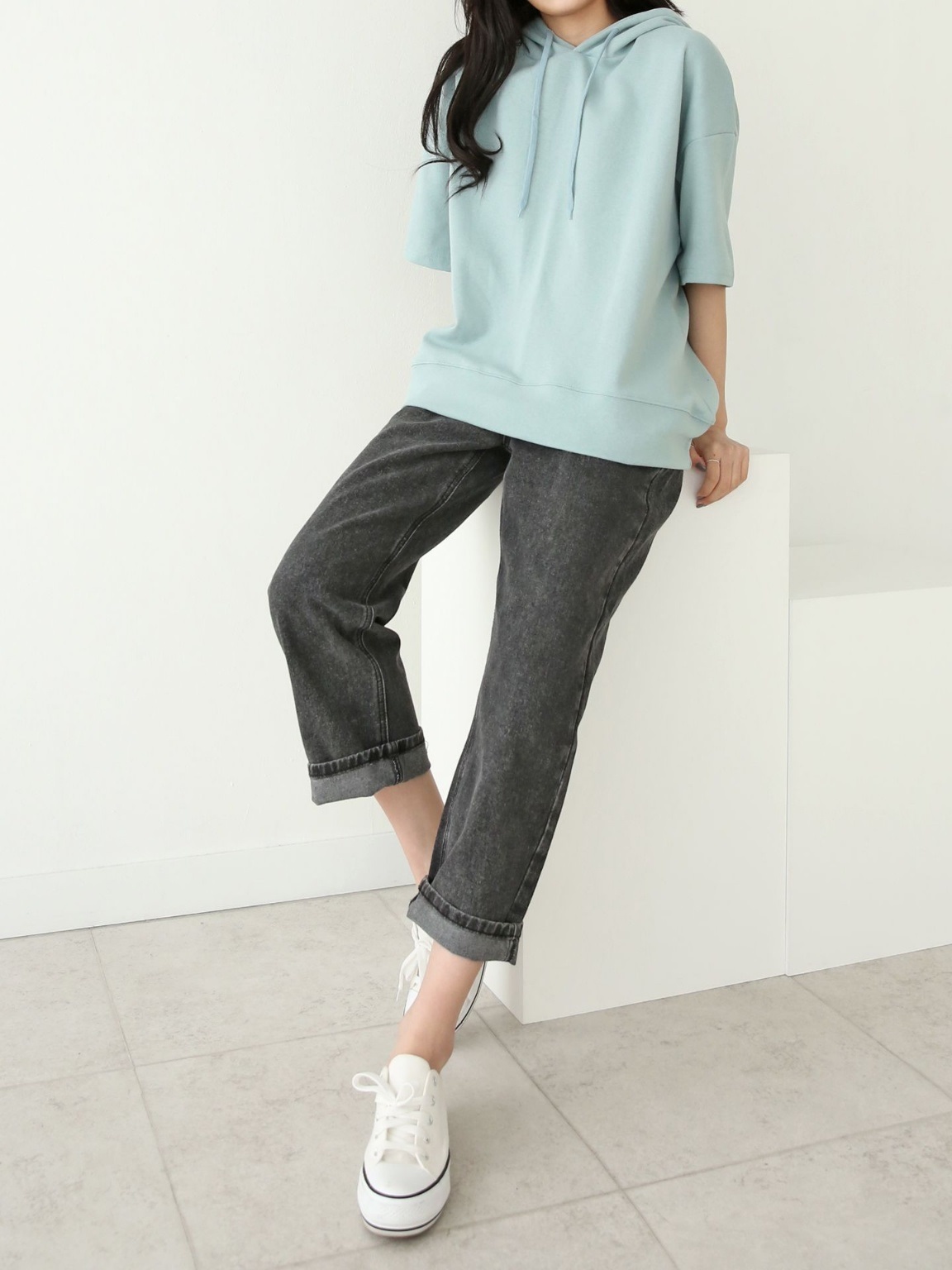 ルーズ半袖ドロストパーカー | 詳細画像4