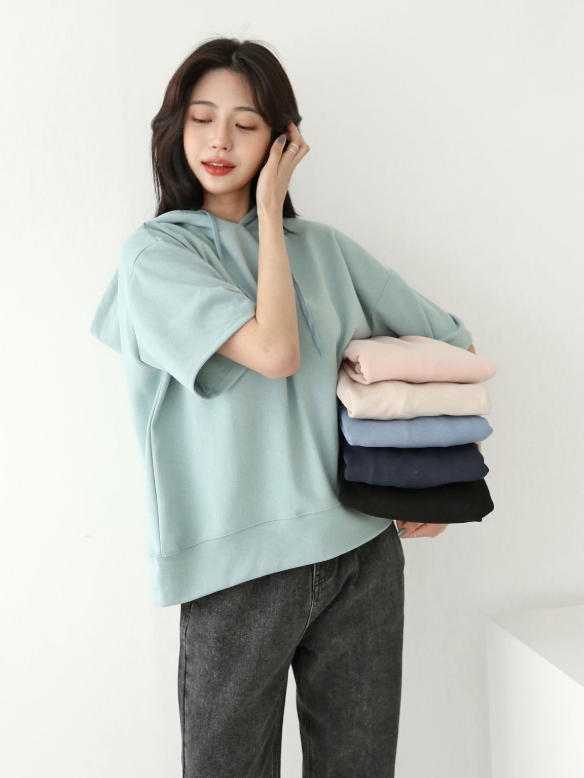 ルーズ半袖ドロストパーカー | 詳細画像5