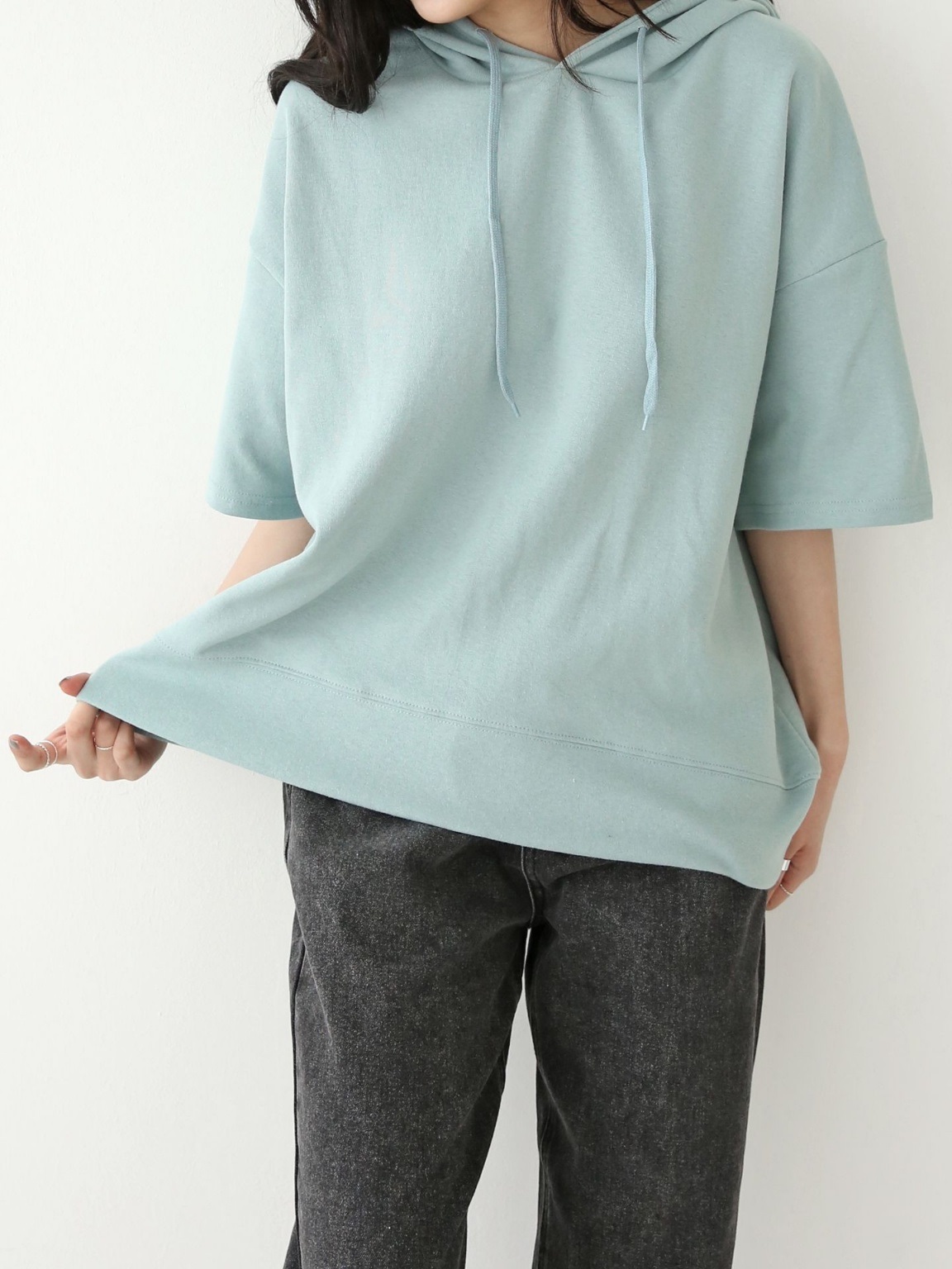 ルーズ半袖ドロストパーカー | 詳細画像6