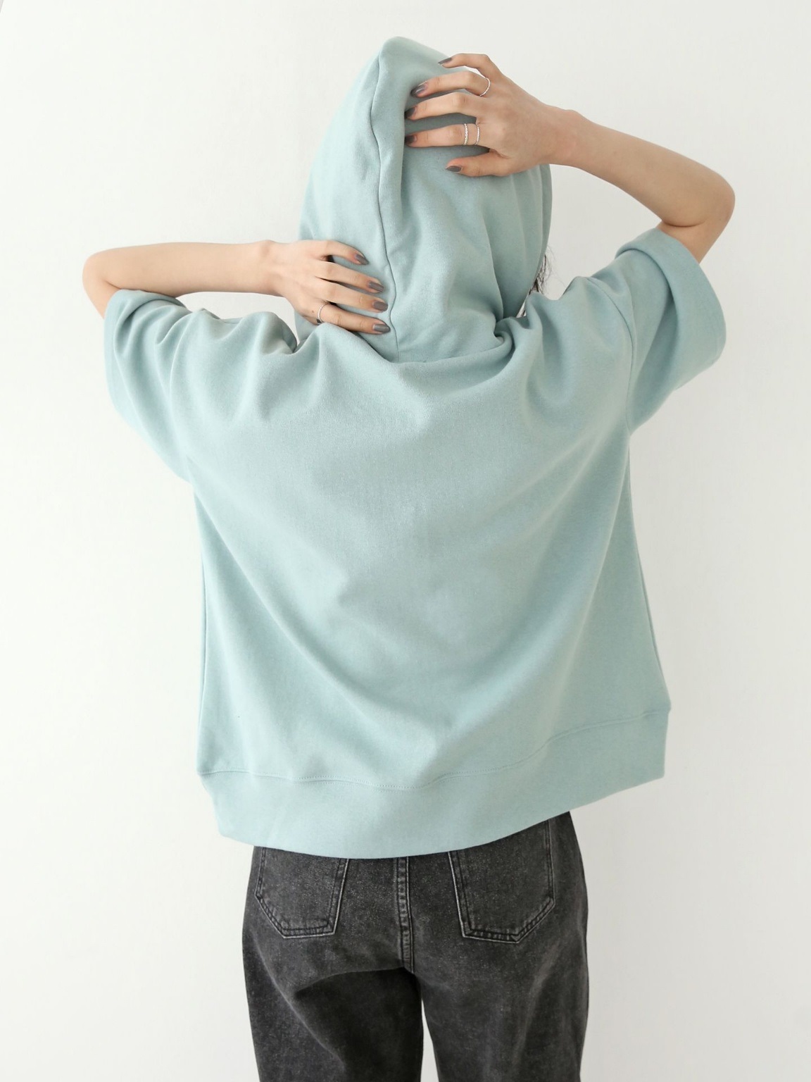 ルーズ半袖ドロストパーカー | 詳細画像9