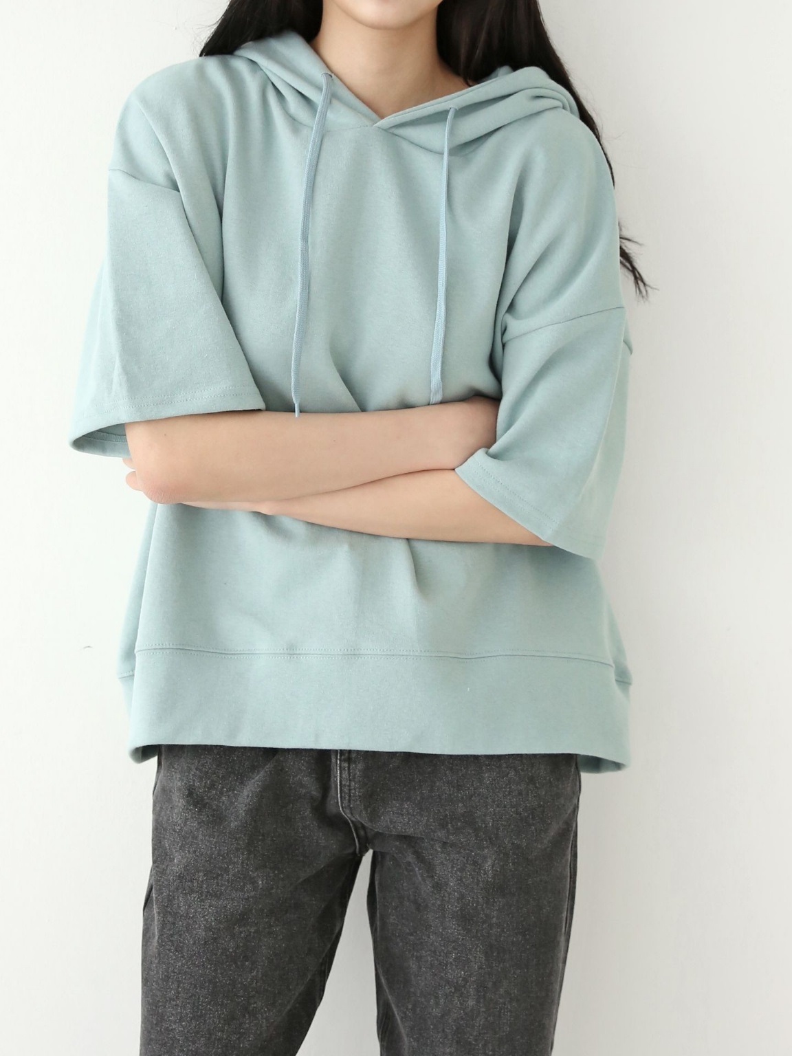ルーズ半袖ドロストパーカー | 詳細画像10