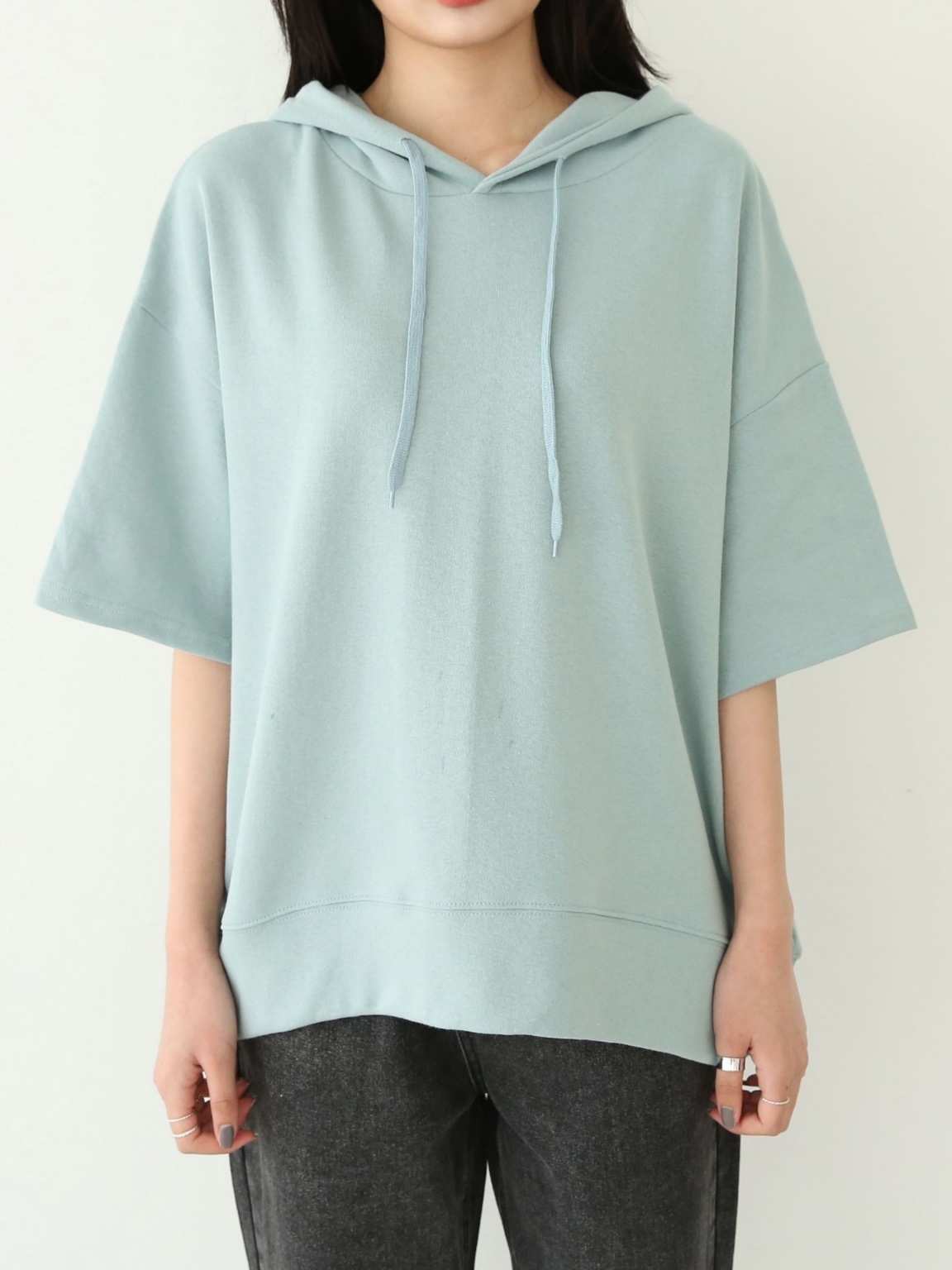 ルーズ半袖ドロストパーカー | 詳細画像16