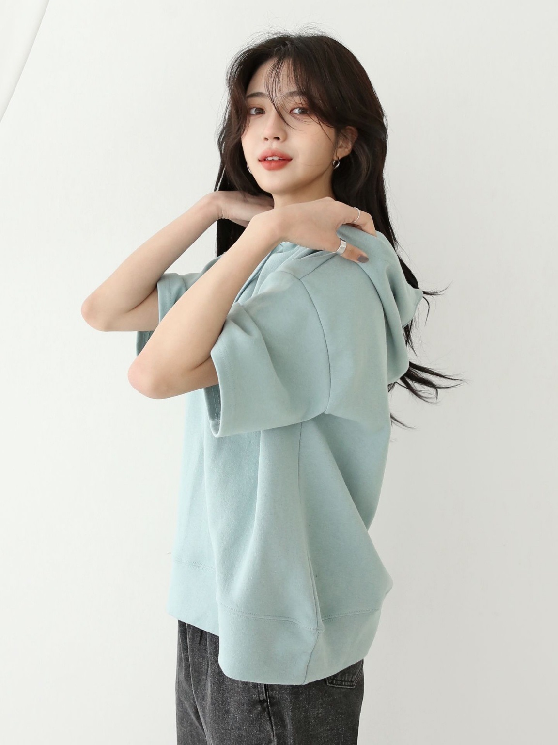 ルーズ半袖ドロストパーカー | 詳細画像18