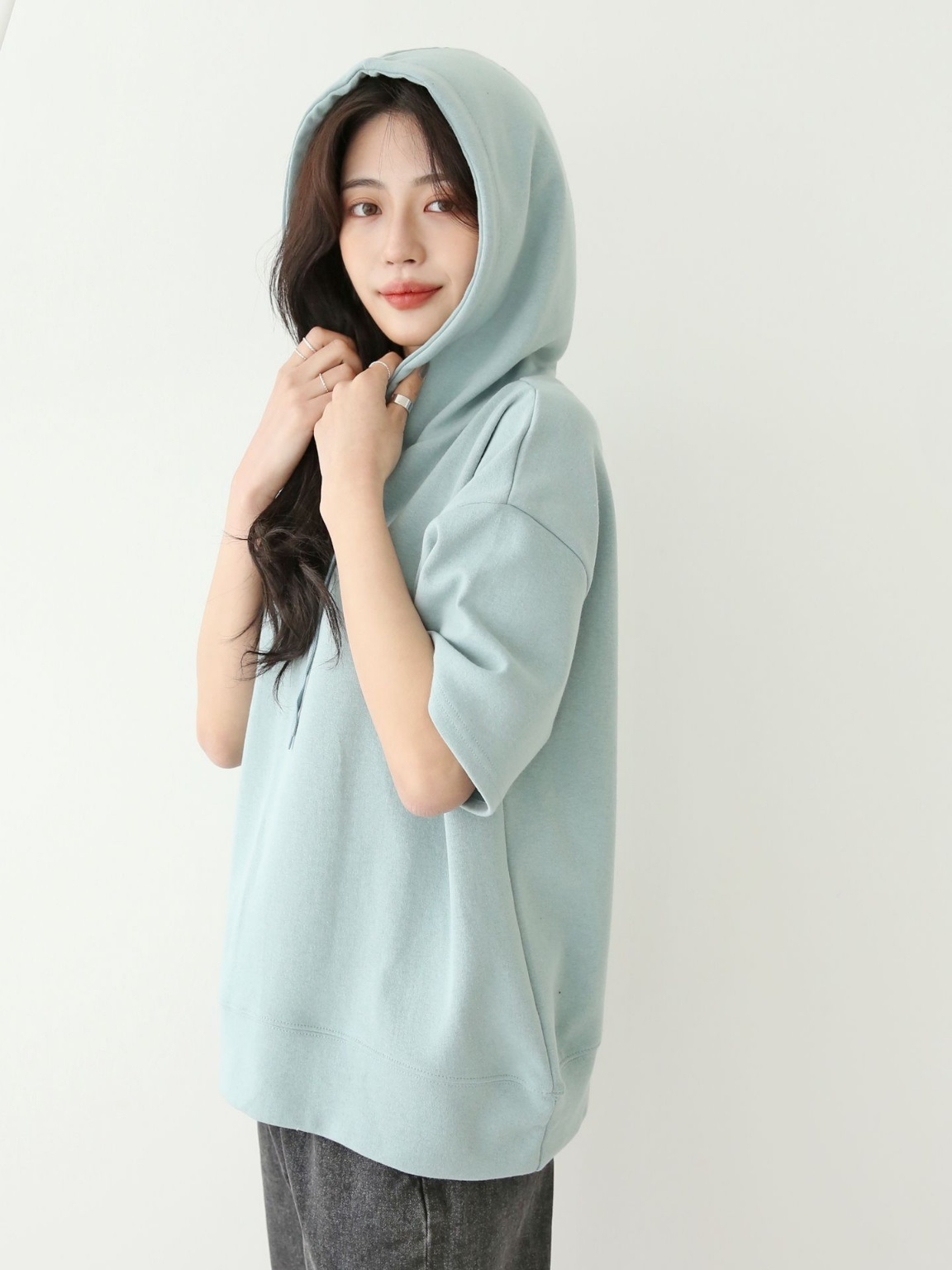 ルーズ半袖ドロストパーカー | 詳細画像20