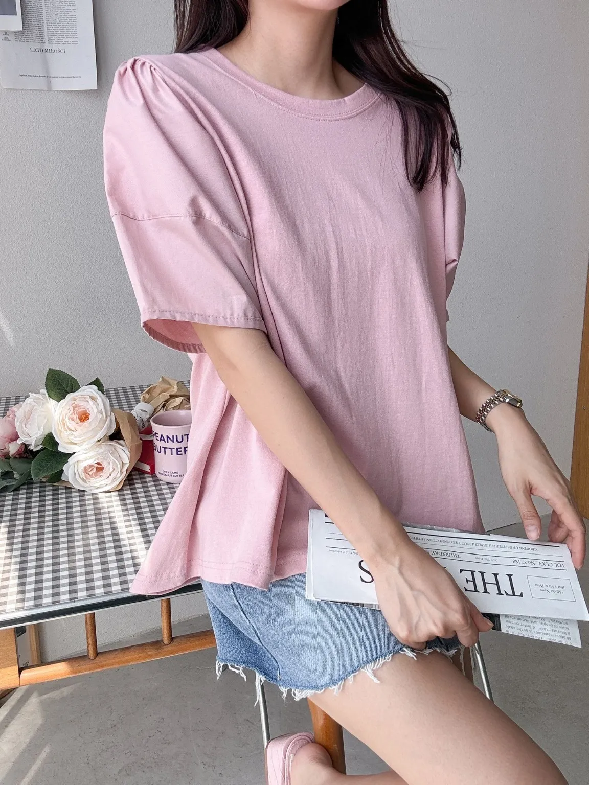 パフ半袖アンバランスTシャツ | 詳細画像1