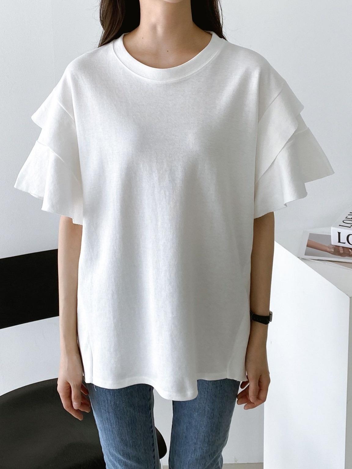 ティアード半袖サイドフリルルーズTシャツ | 詳細画像13