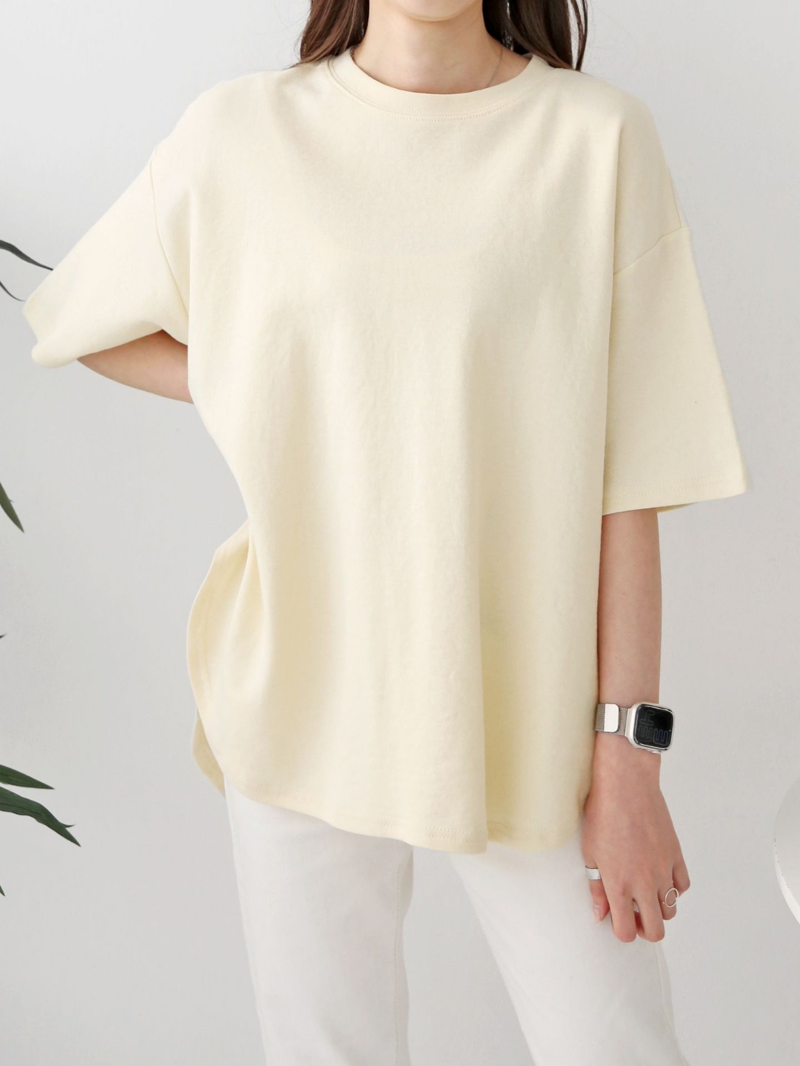 バックタックアンバランスラウンドヘム半袖Tシャツ | 詳細画像10