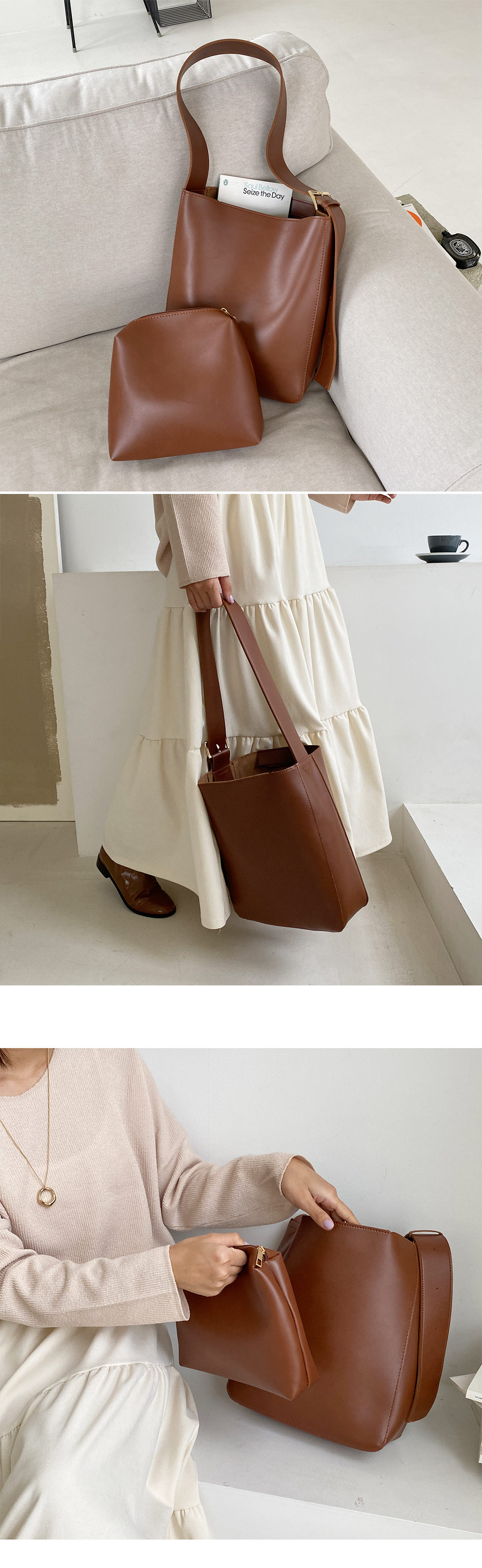 ポーチ付ビッグスクエアバッグ・全2色 | 詳細画像2