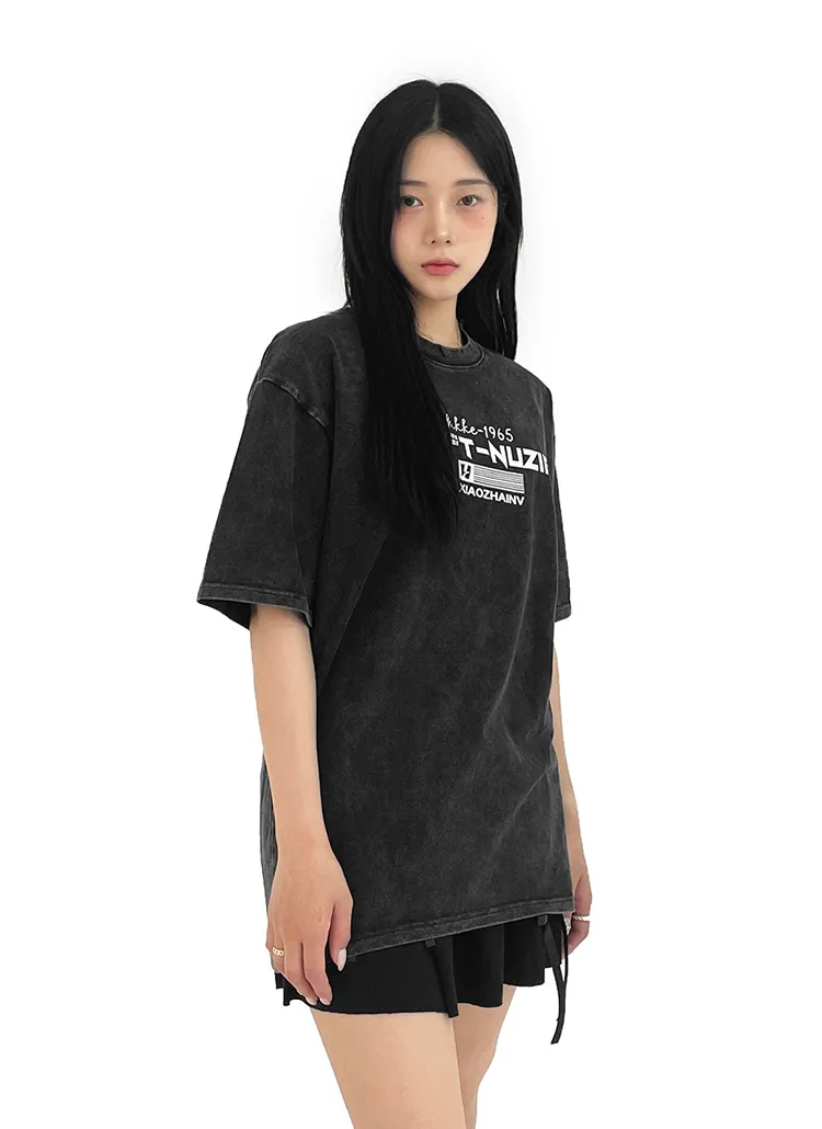 レタリングピグメントオーバーTシャツ | REHEAT | 詳細画像1