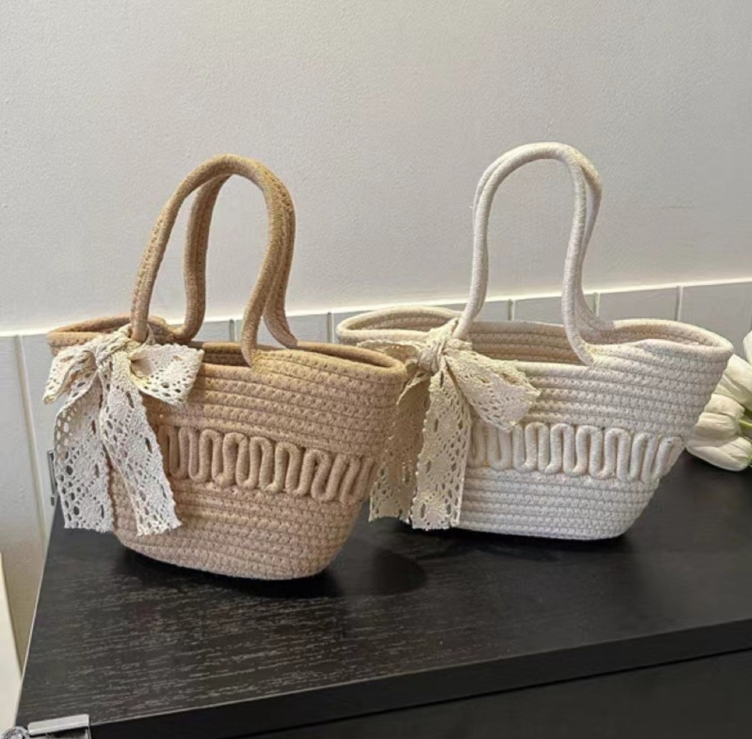 レースリボン付ラタンウェーブハンドバッグ | 詳細画像10