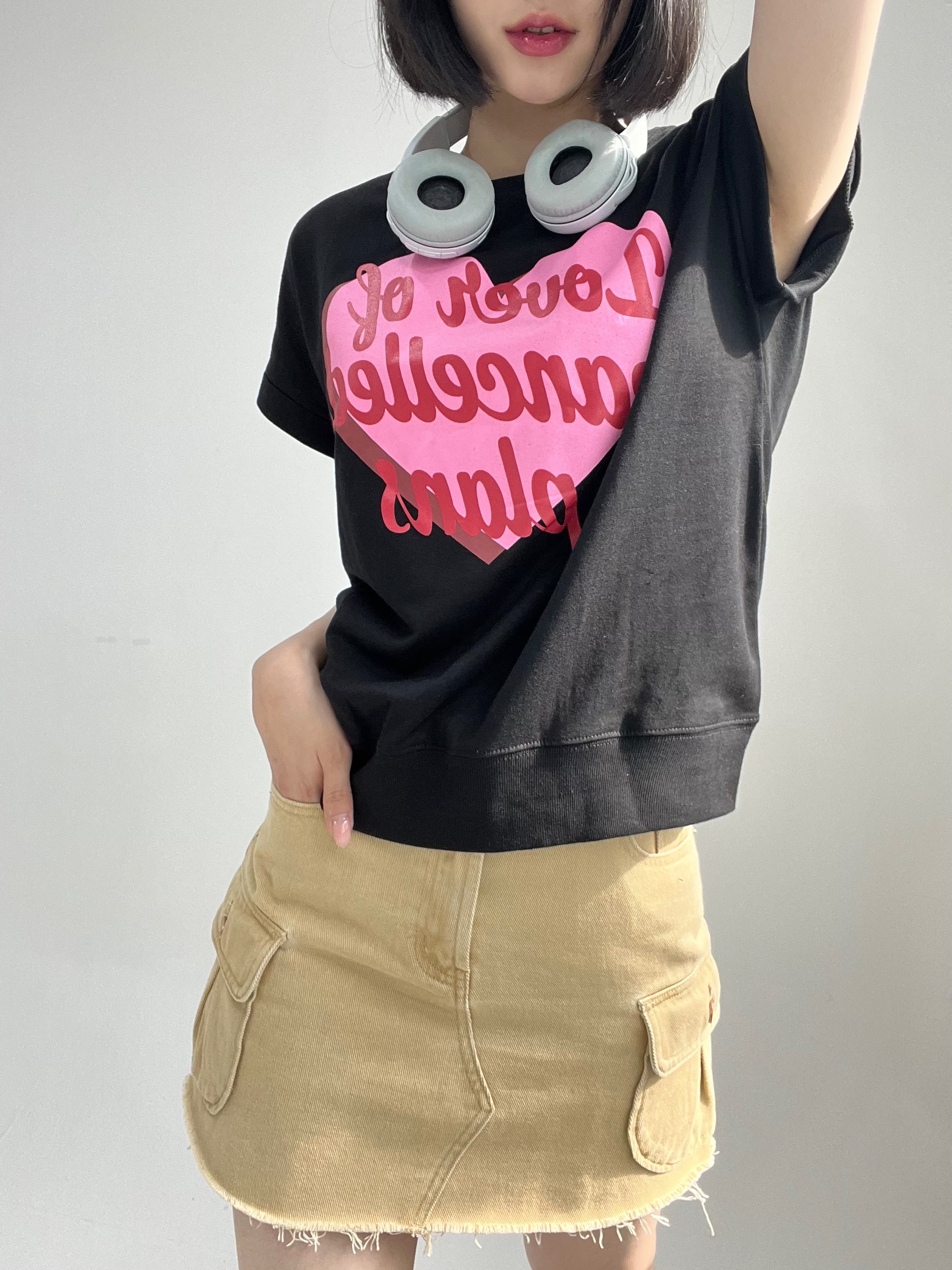 ハートレタリングロールアップフレンチスリーブスウェット | 詳細画像8