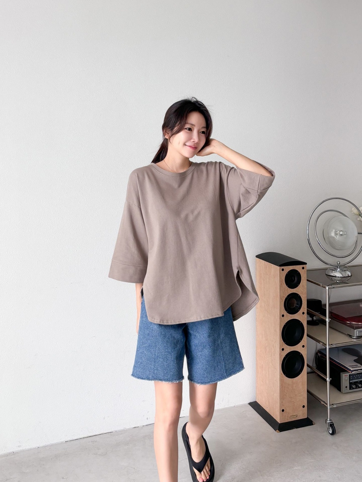 アンバランスラウンドヘム7分袖Tシャツ | 詳細画像7