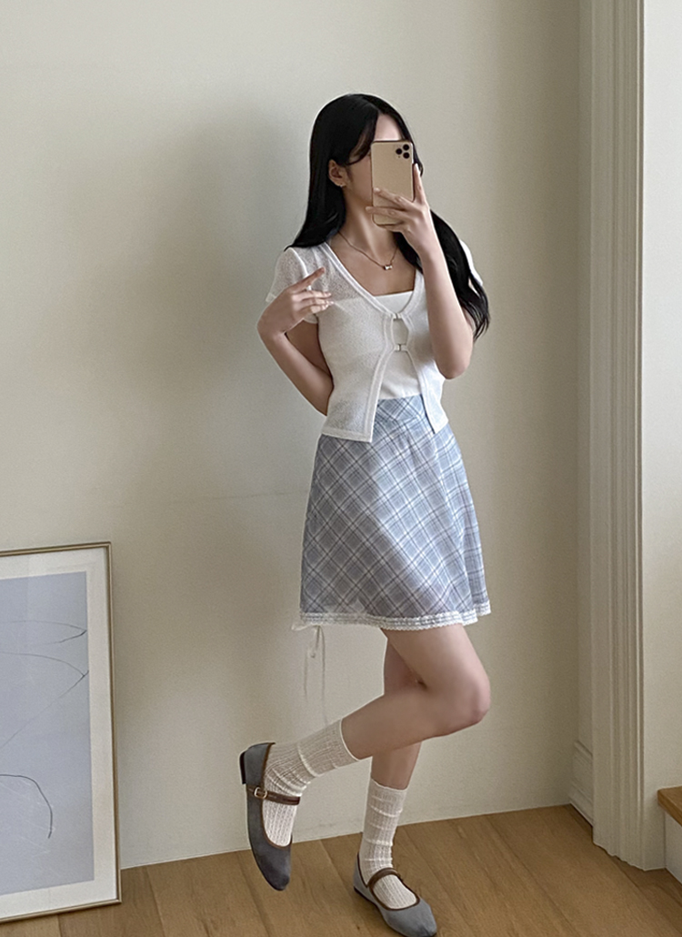 Cecil Linc リボン付きトップス・レースミニスカートセット 535110-01.jpg