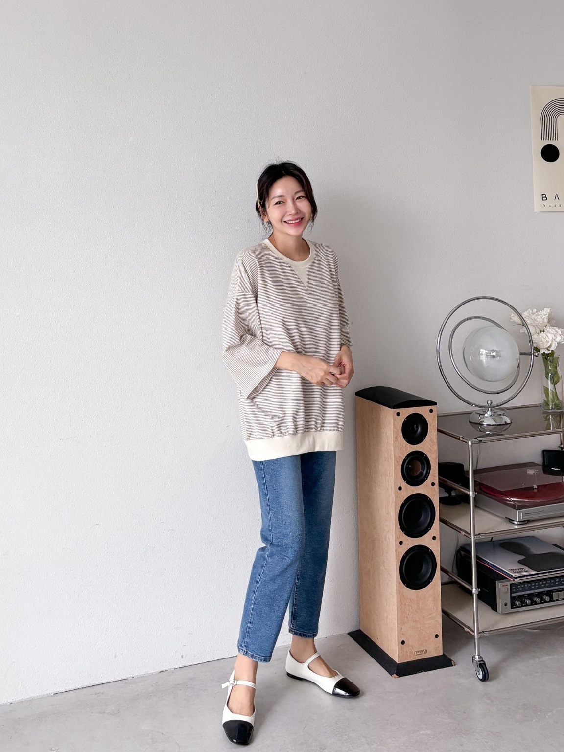 Vガゼットリブヘム7分袖Tシャツ | 詳細画像2