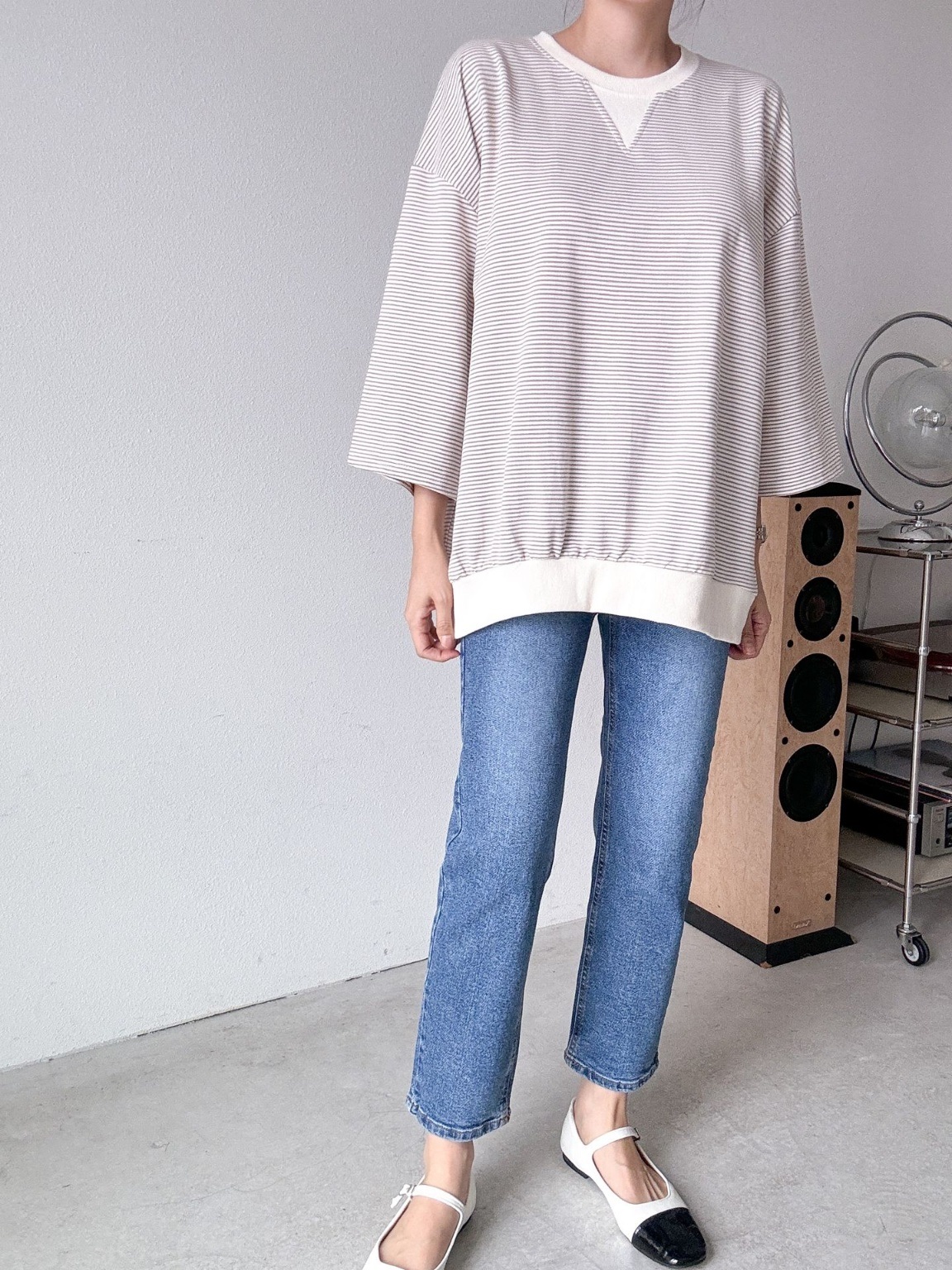 Vガゼットリブヘム7分袖Tシャツ | 詳細画像11