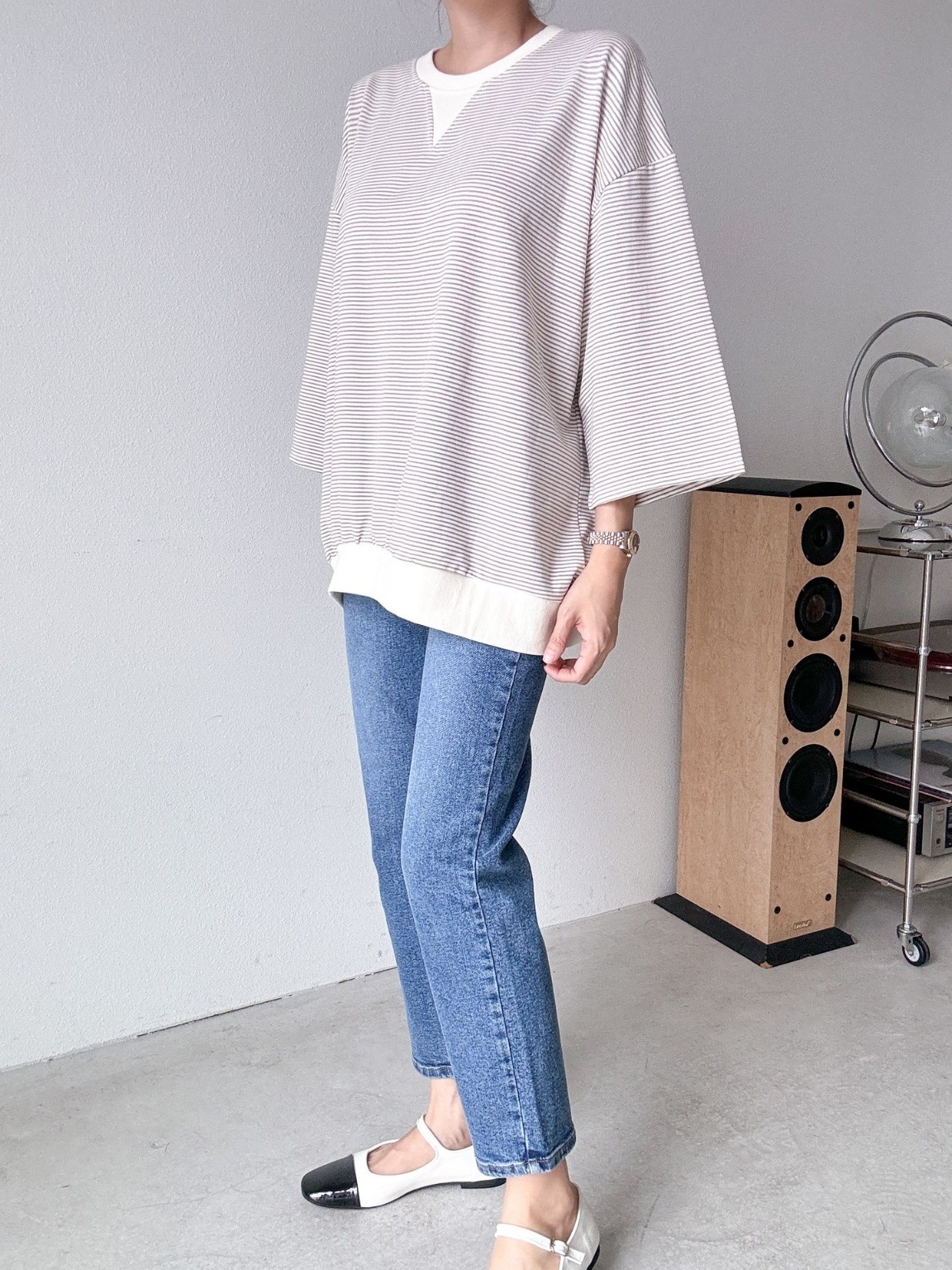 Vガゼットリブヘム7分袖Tシャツ | 詳細画像14