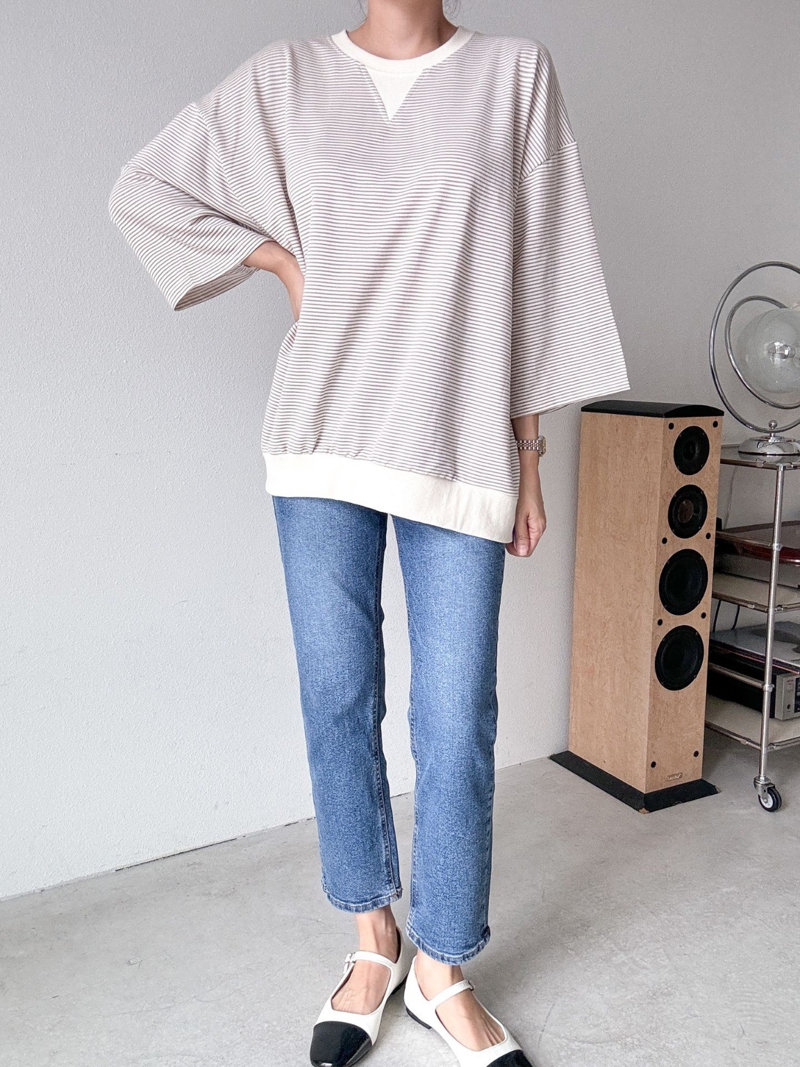 Vガゼットリブヘム7分袖Tシャツ | 詳細画像18