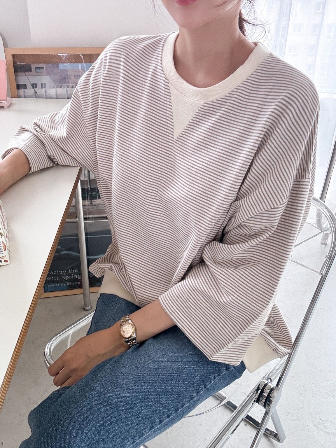 Vガゼットリブヘム7分袖Tシャツ | 詳細画像19