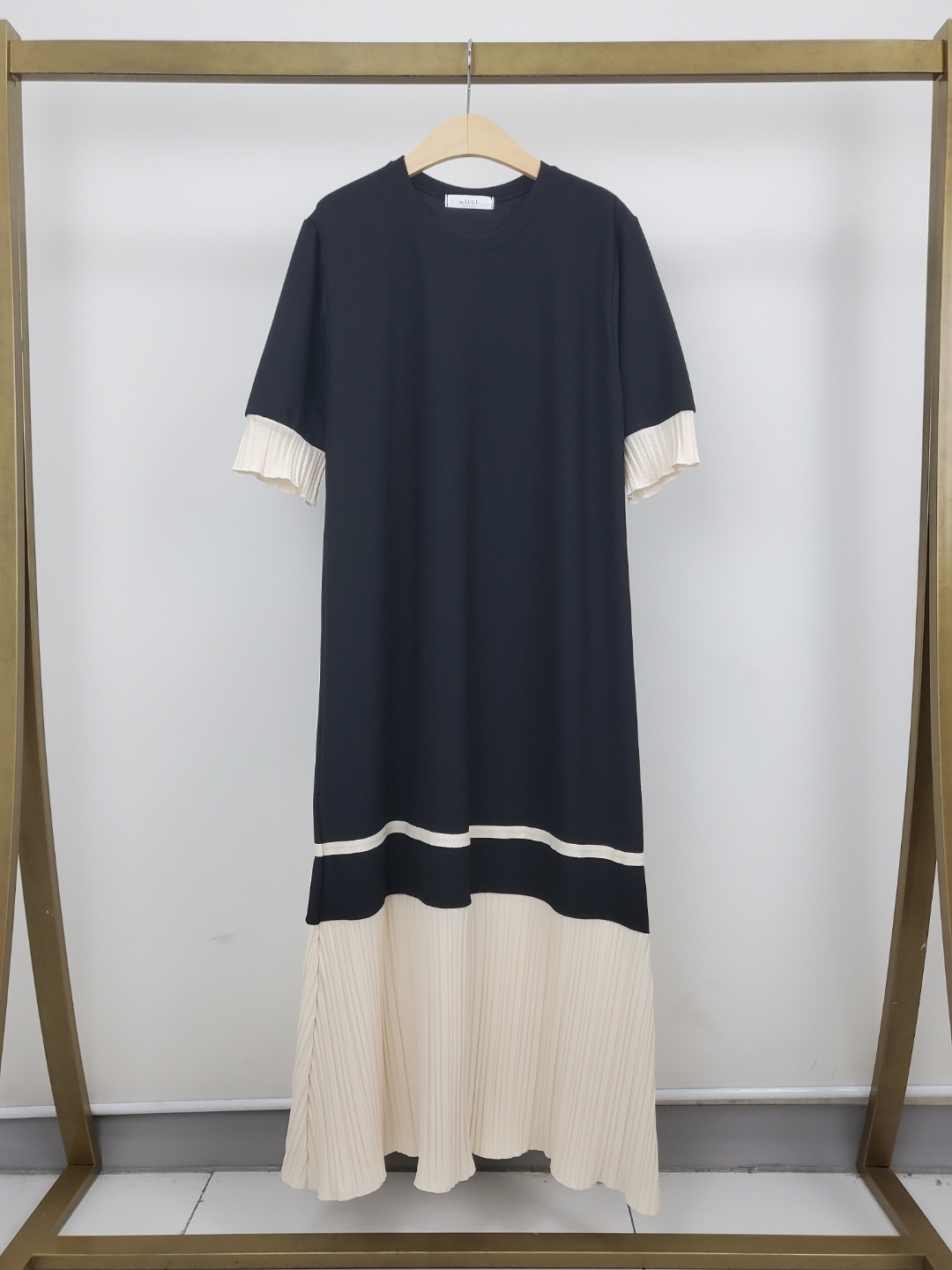 配色プリーツヘム半袖ワンピース | 詳細画像19