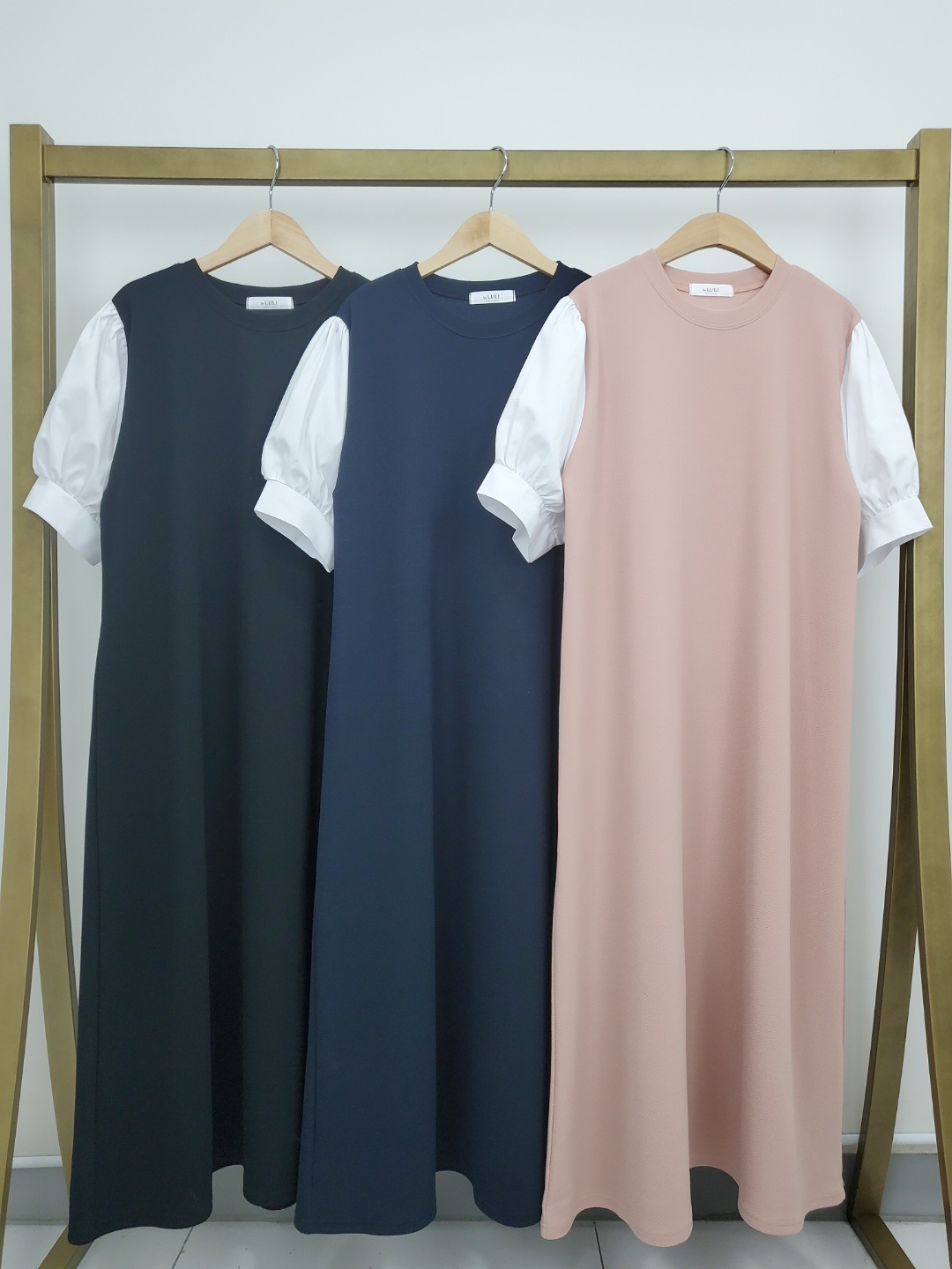 配色ドッキングパフ半袖ワンピース | 詳細画像16
