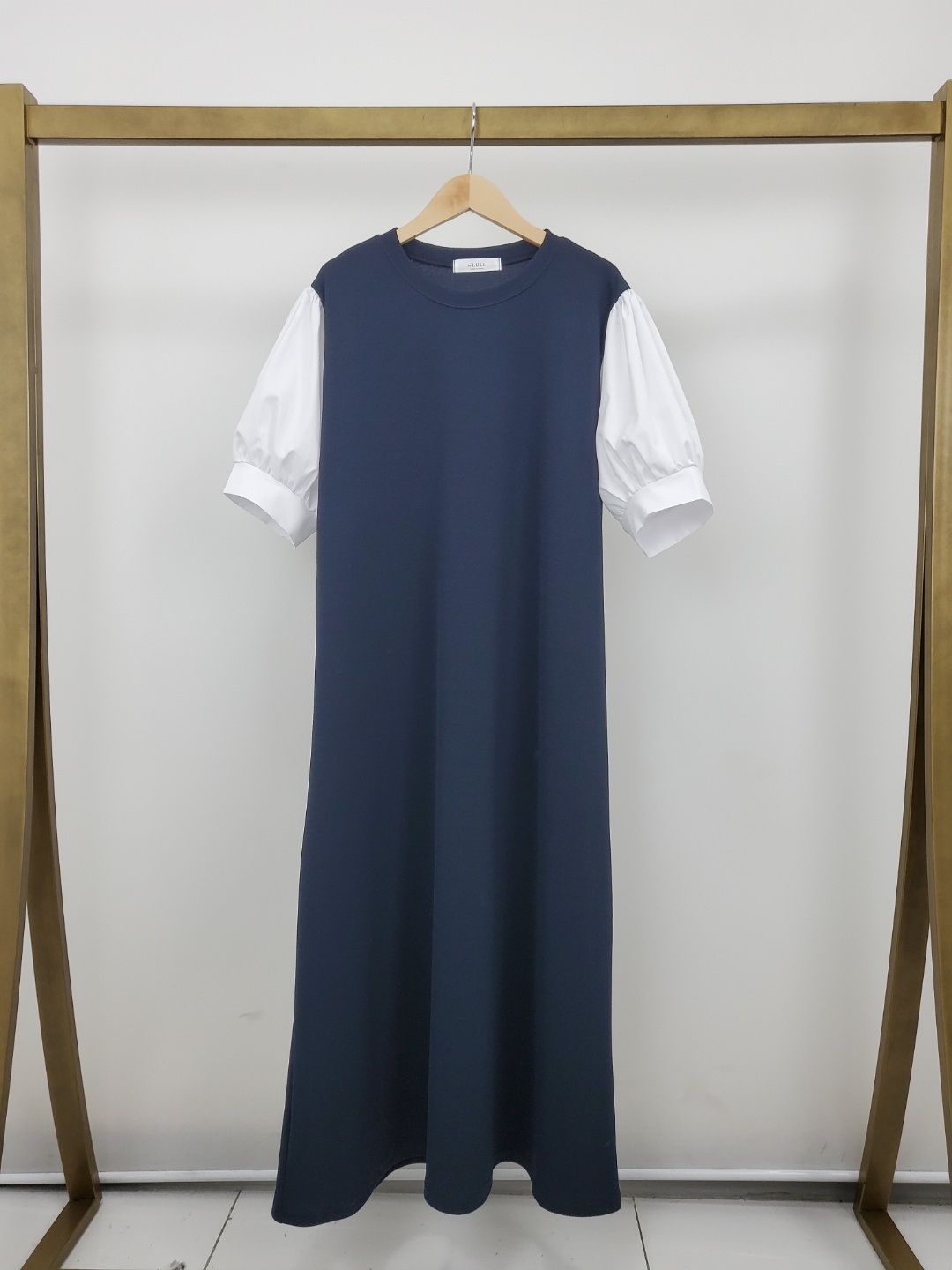 配色ドッキングパフ半袖ワンピース | 詳細画像18