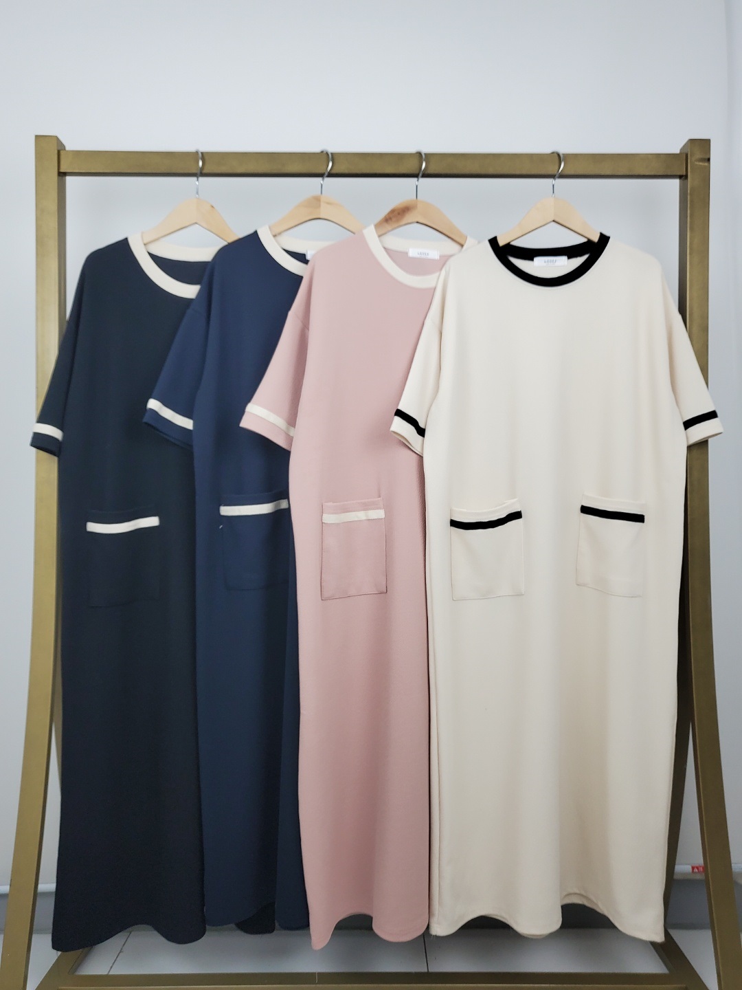 配色ポケットリンクル6分袖ワンピース | 詳細画像10