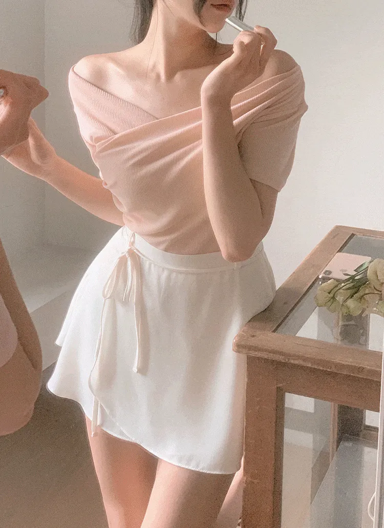 ドレープオフショルリブ半袖Tシャツ | FROMDAYONE | 詳細画像1