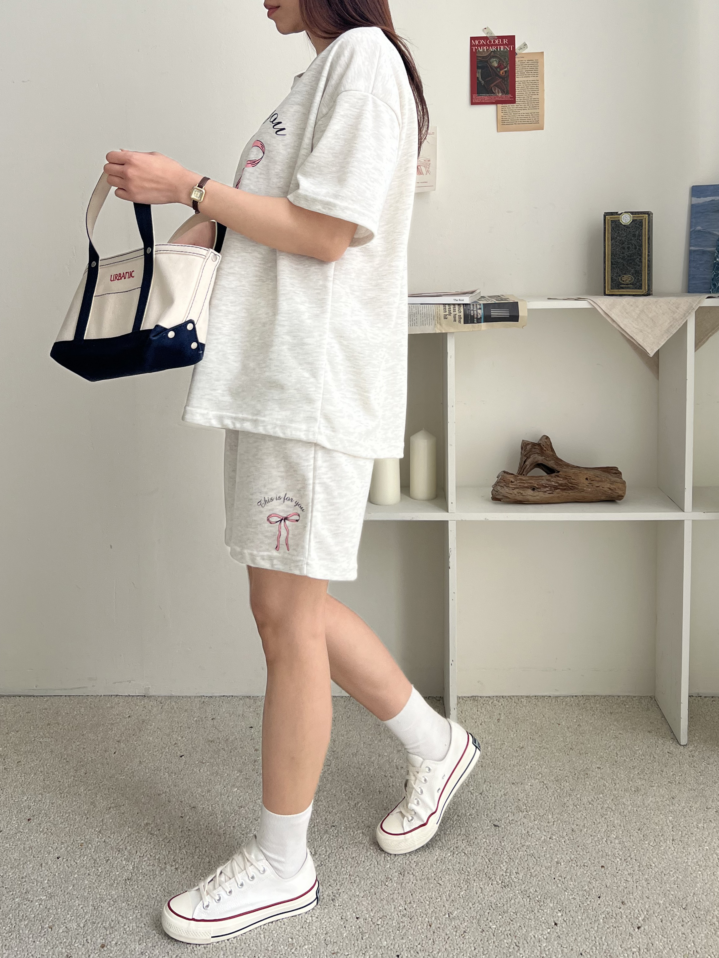 リボンレタリング半袖Tシャツ&ウエストゴムハーフパンツSET | 詳細画像8