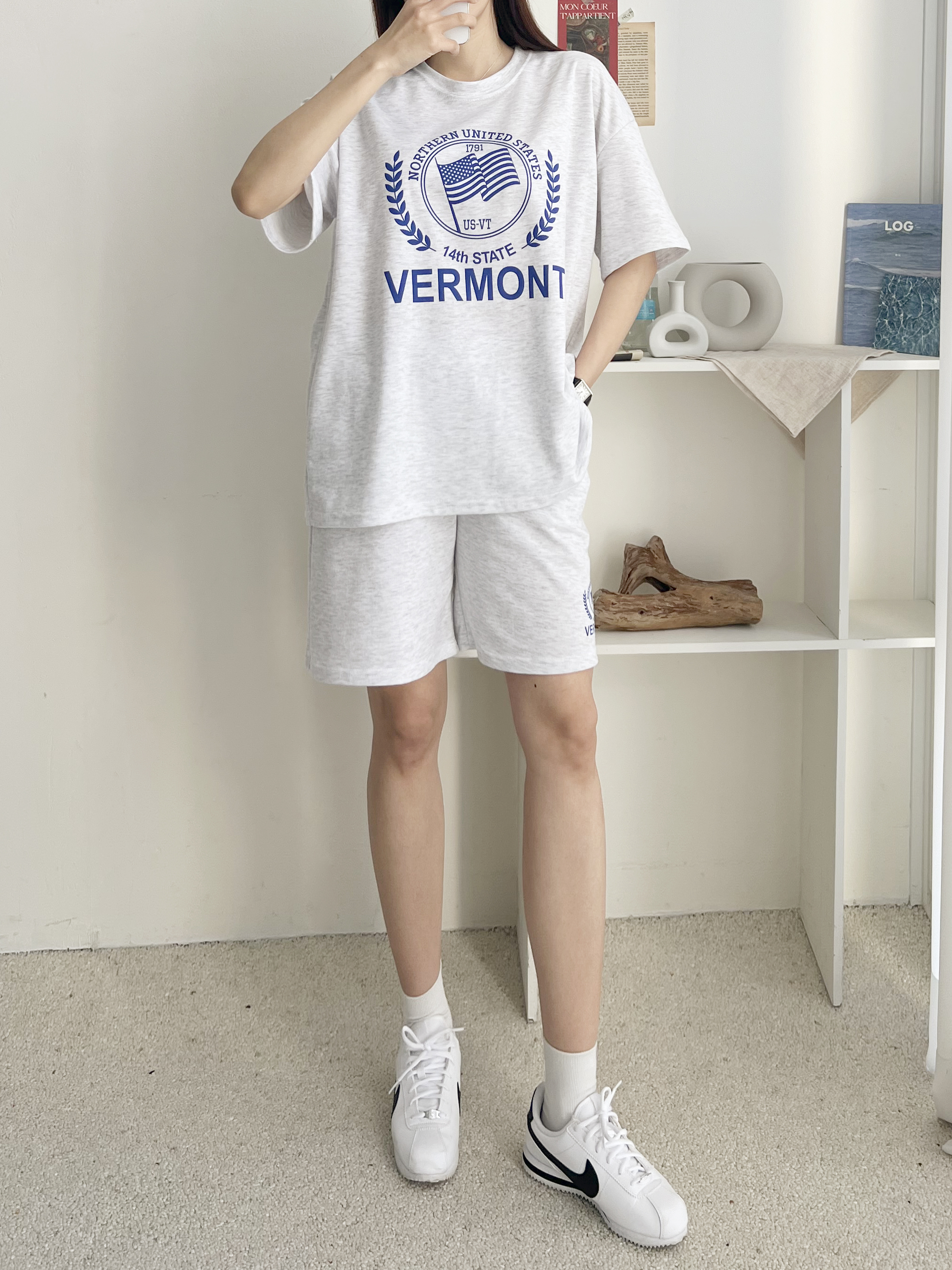 VERMONTプリント半袖Tシャツ&ウエストゴムハーフパンツSET | 詳細画像4