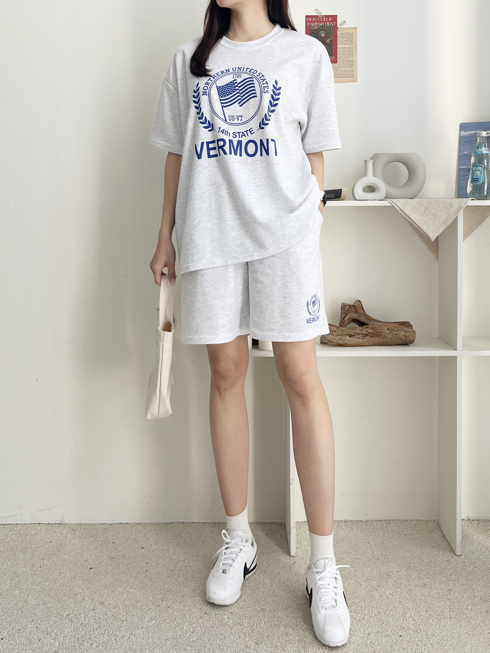 VERMONTプリント半袖Tシャツ&ウエストゴムハーフパンツSET | 詳細画像3