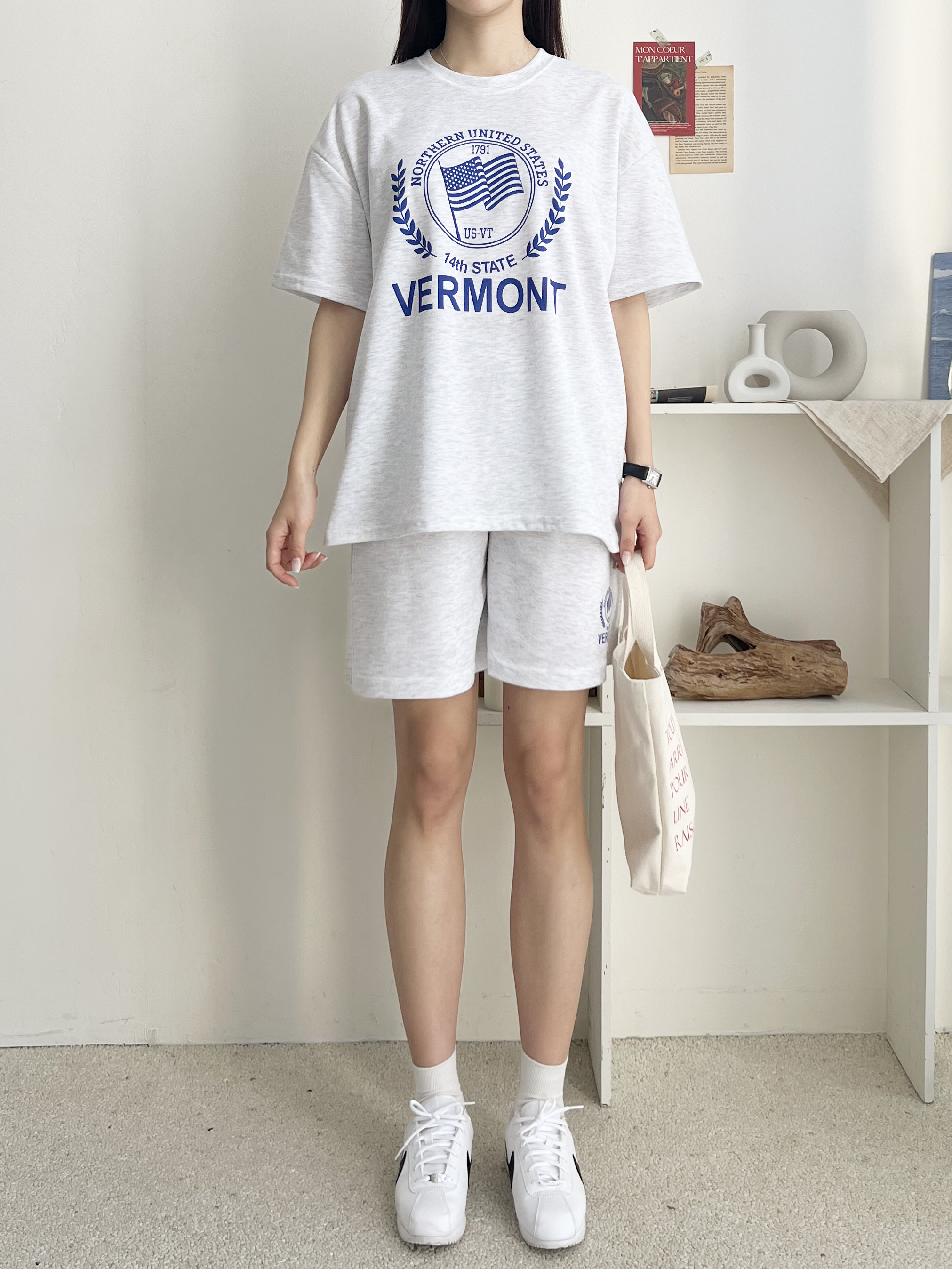 VERMONTプリント半袖Tシャツ&ウエストゴムハーフパンツSET | 詳細画像7