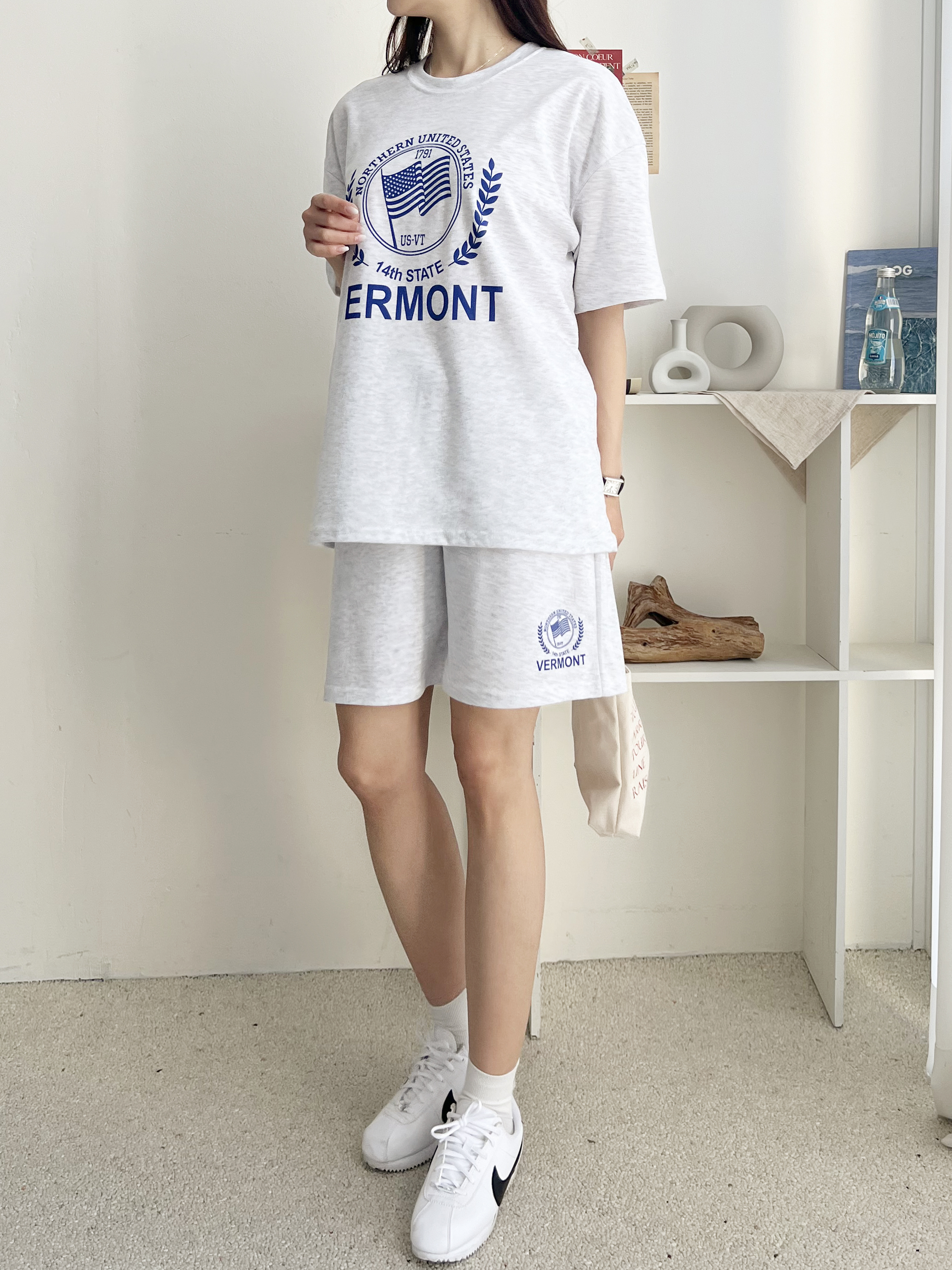 VERMONTプリント半袖Tシャツ&ウエストゴムハーフパンツSET | 詳細画像8