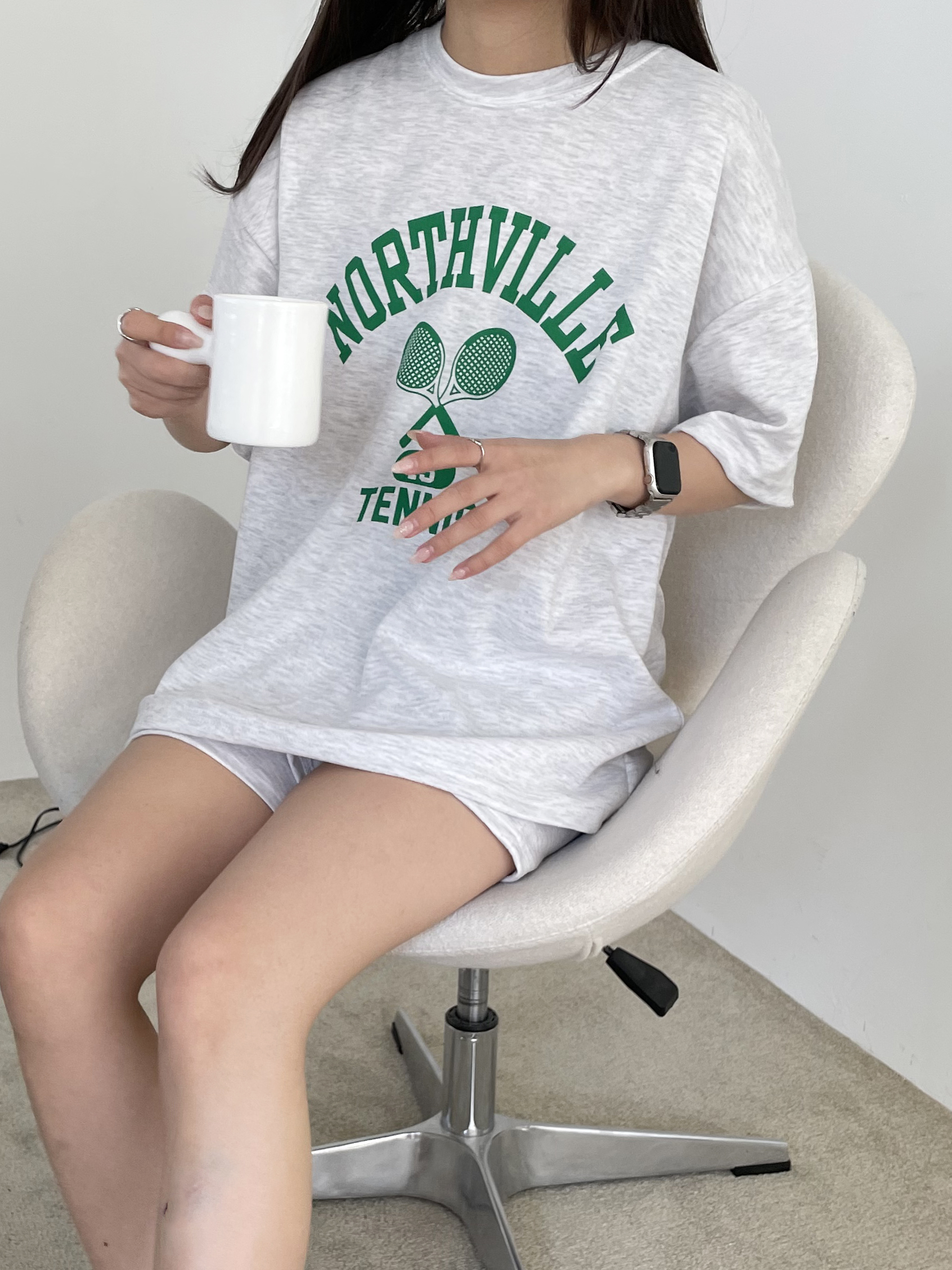 TENNISプリント半袖Tシャツ&ウエストゴムショートパンツSET | 詳細画像2