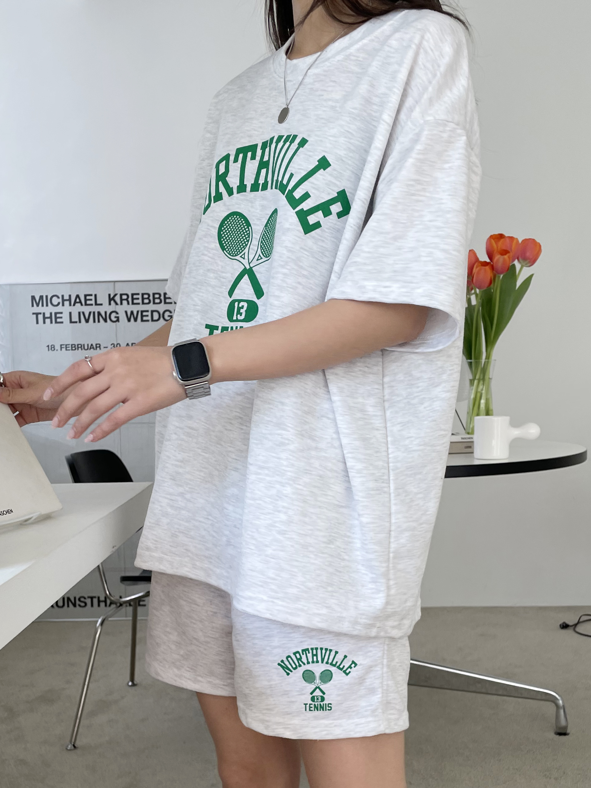 TENNISプリント半袖Tシャツ&ウエストゴムショートパンツSET | 詳細画像6