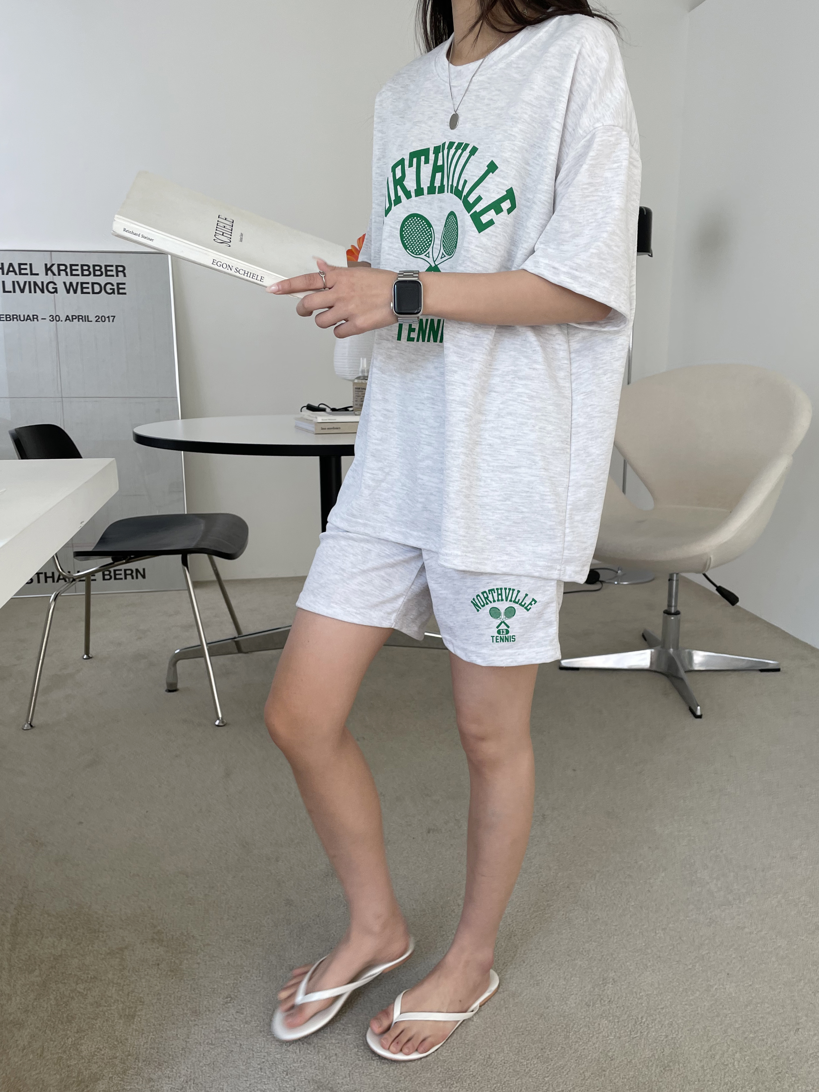 TENNISプリント半袖Tシャツ&ウエストゴムショートパンツSET | 詳細画像7