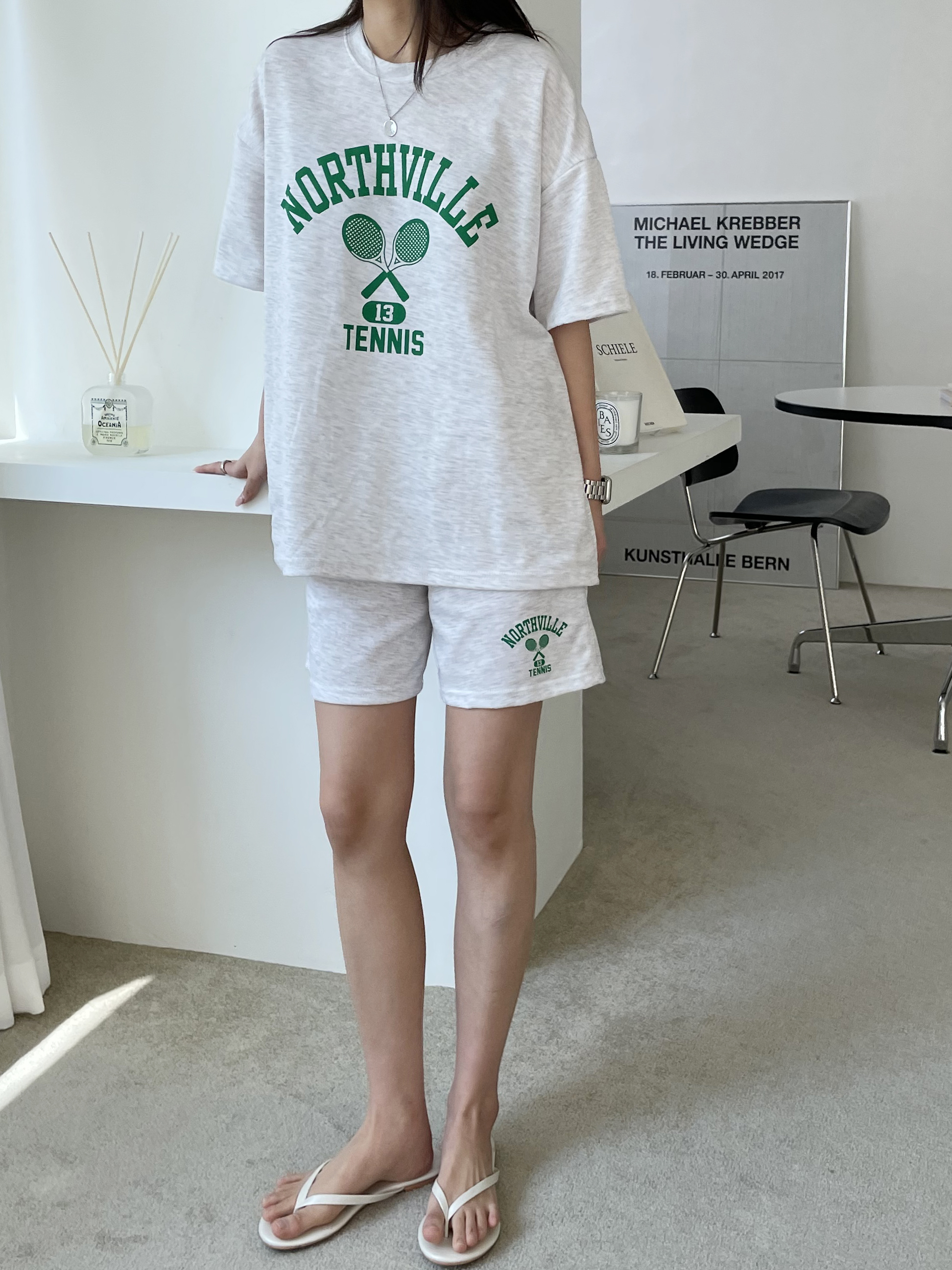 TENNISプリント半袖Tシャツ&ウエストゴムショートパンツSET | 詳細画像9