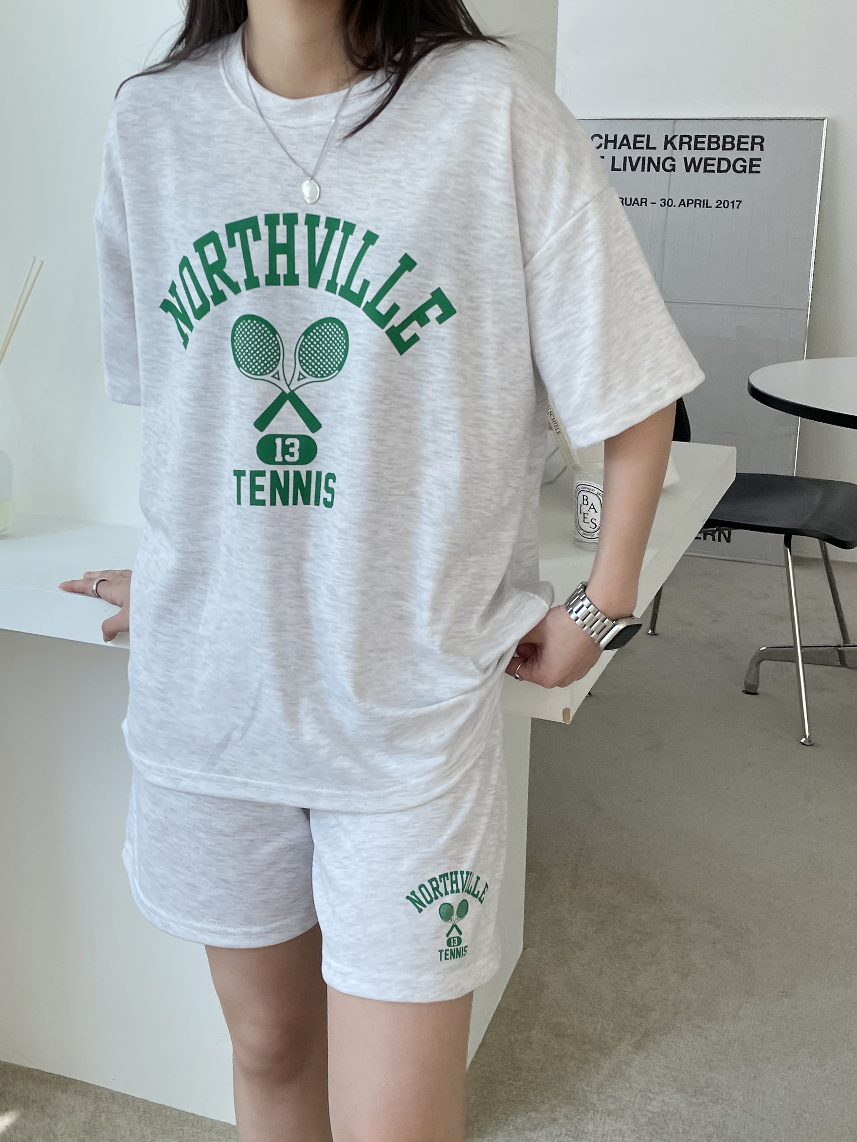 TENNISプリント半袖Tシャツ&ウエストゴムショートパンツSET | 詳細画像10