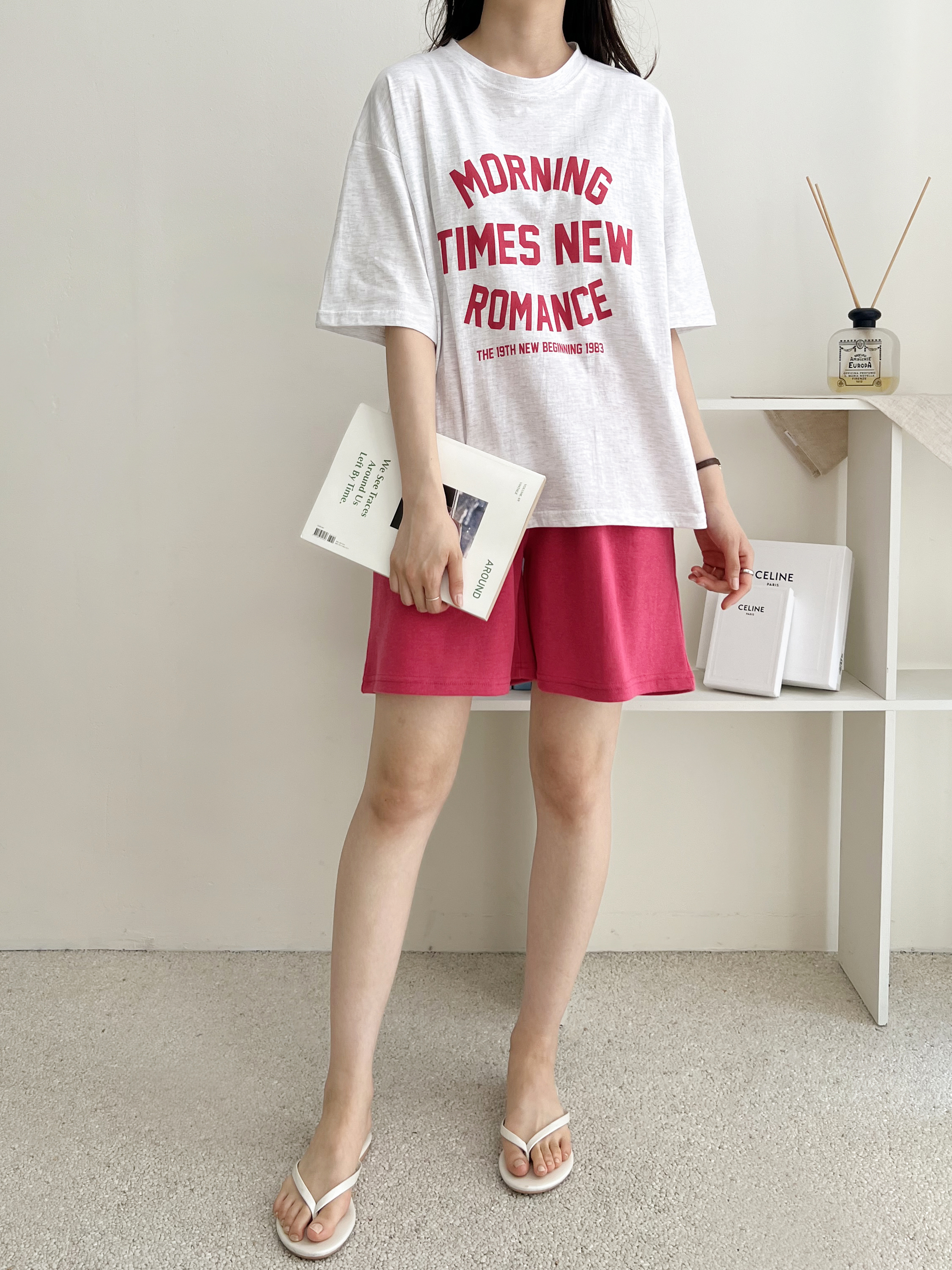 MORNING配色半袖Tシャツ&ウエストゴムハーフパンツSET | 詳細画像4