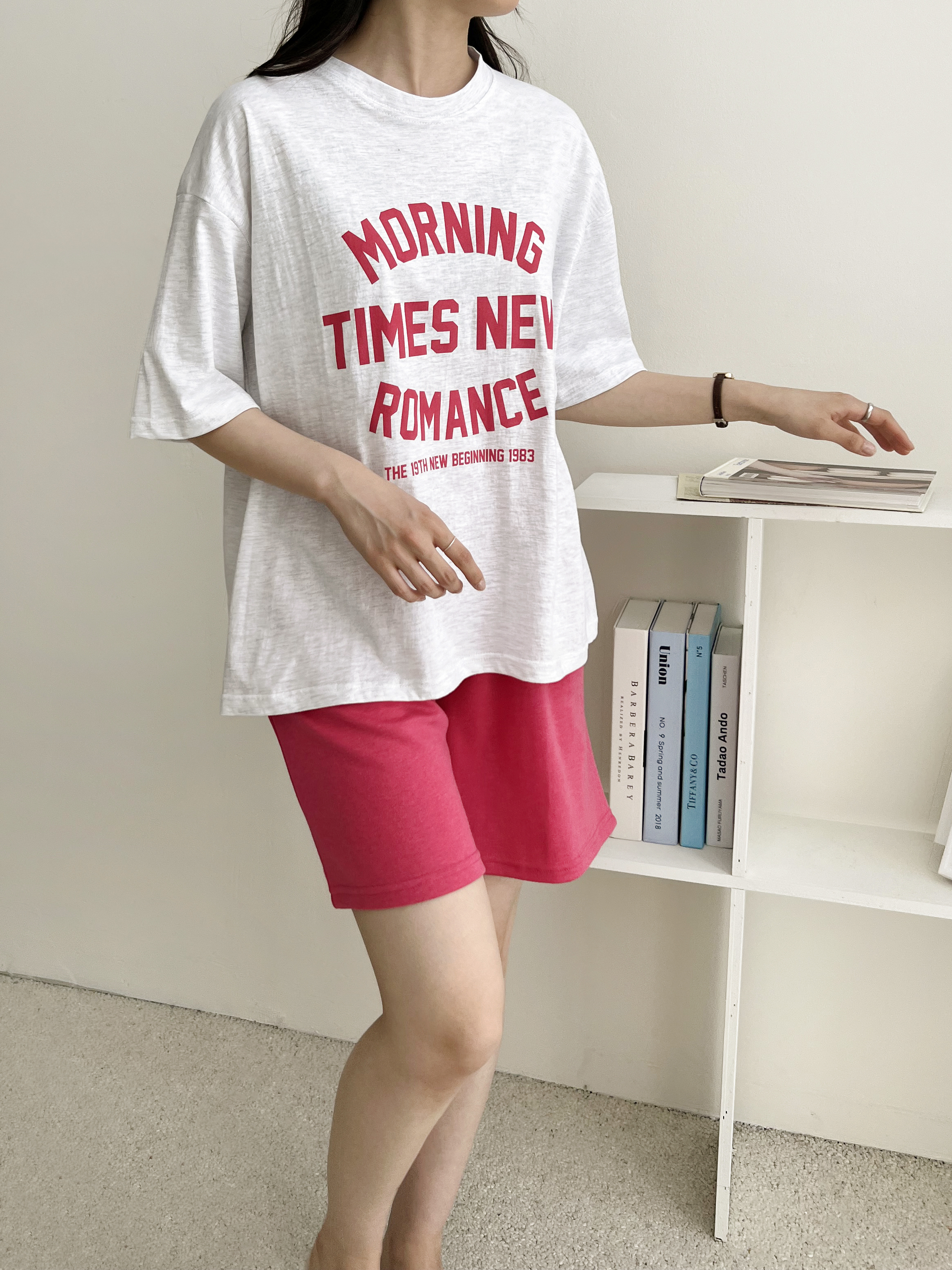 MORNING配色半袖Tシャツ&ウエストゴムハーフパンツSET | 詳細画像6