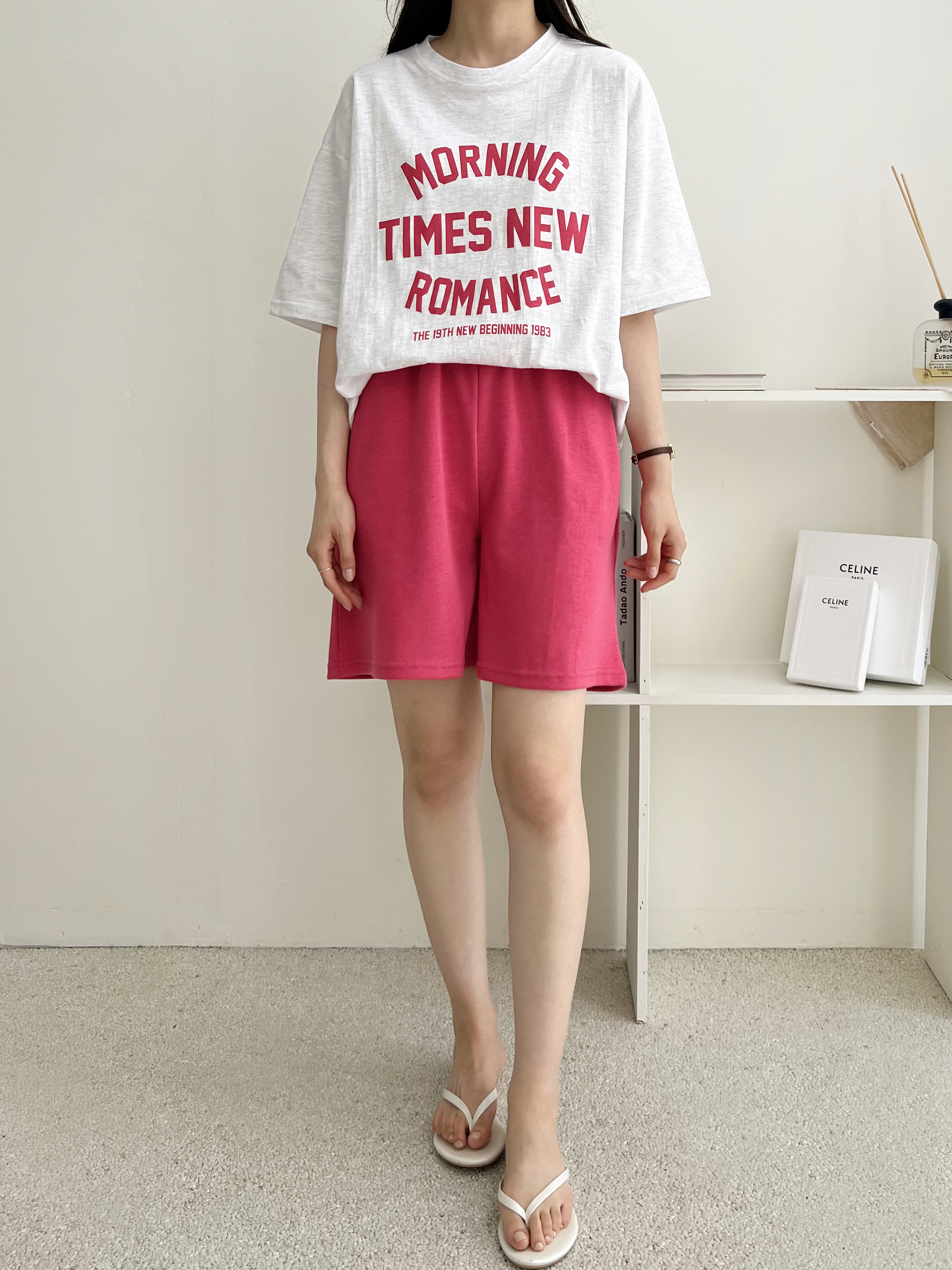 MORNING配色半袖Tシャツ&ウエストゴムハーフパンツSET | 詳細画像8