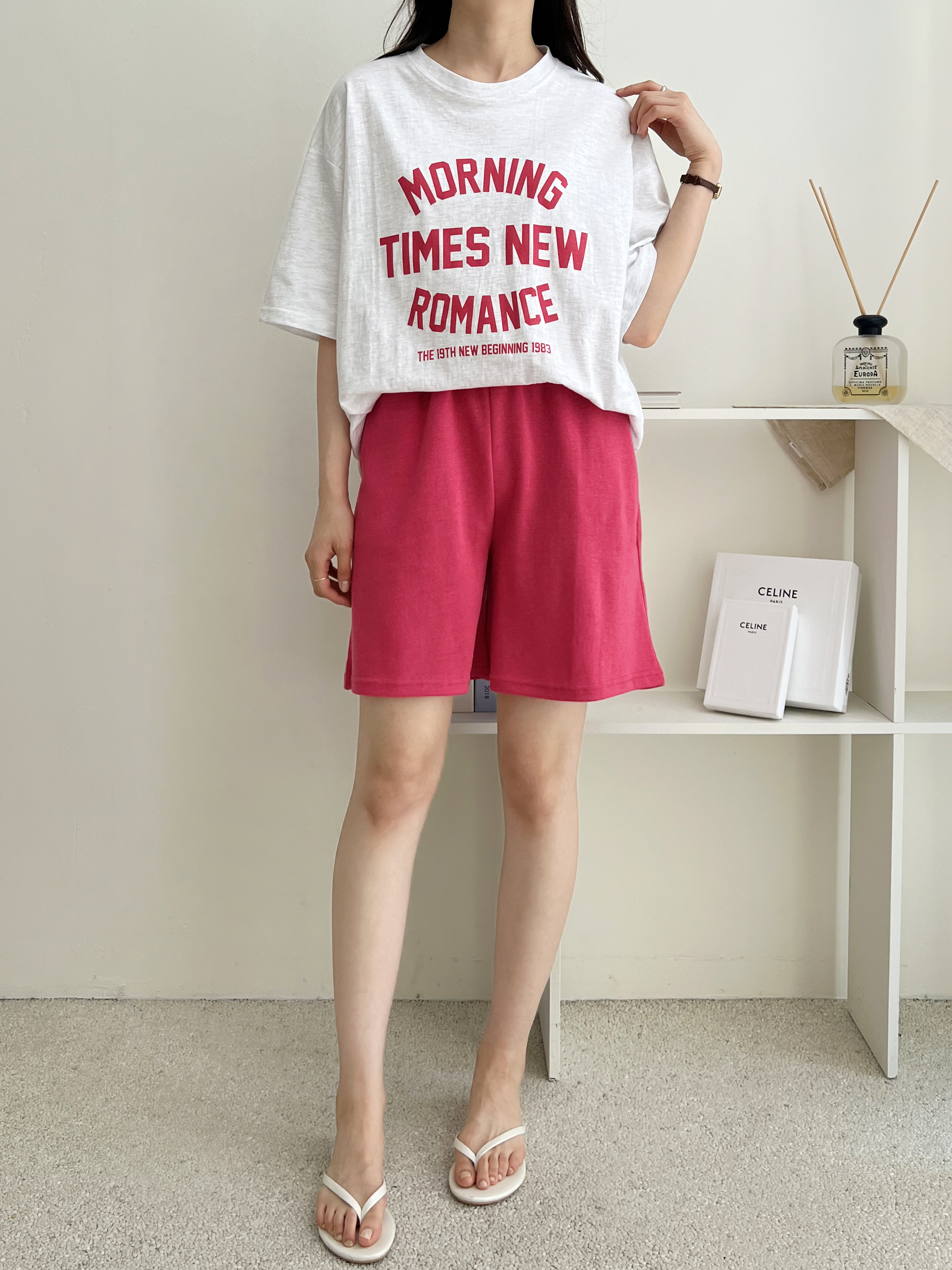 MORNING配色半袖Tシャツ&ウエストゴムハーフパンツSET | 詳細画像9